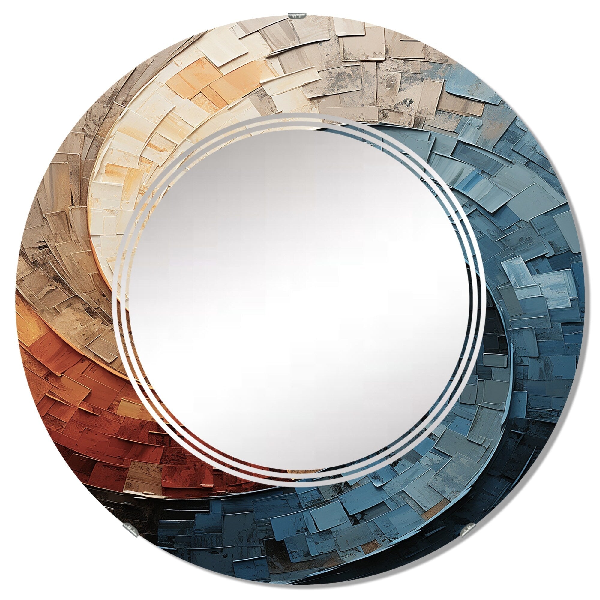 Miroir mural moderne abstrait en spirale avec collage Designart