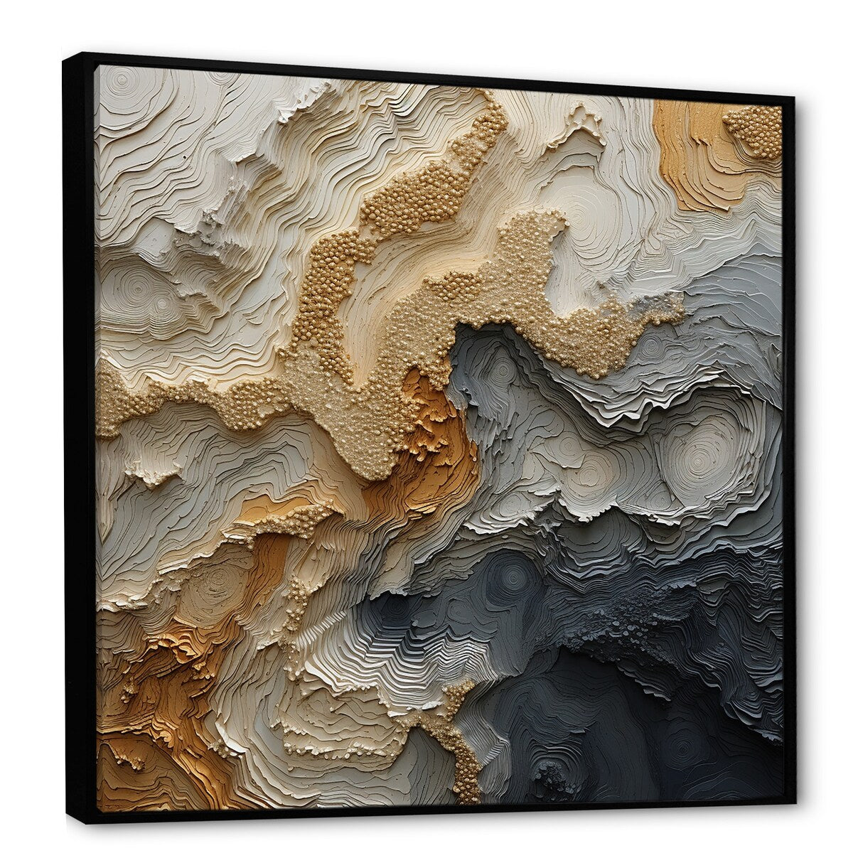 Toile encadrée Designart représentant une spirale de rivière dorée et beige