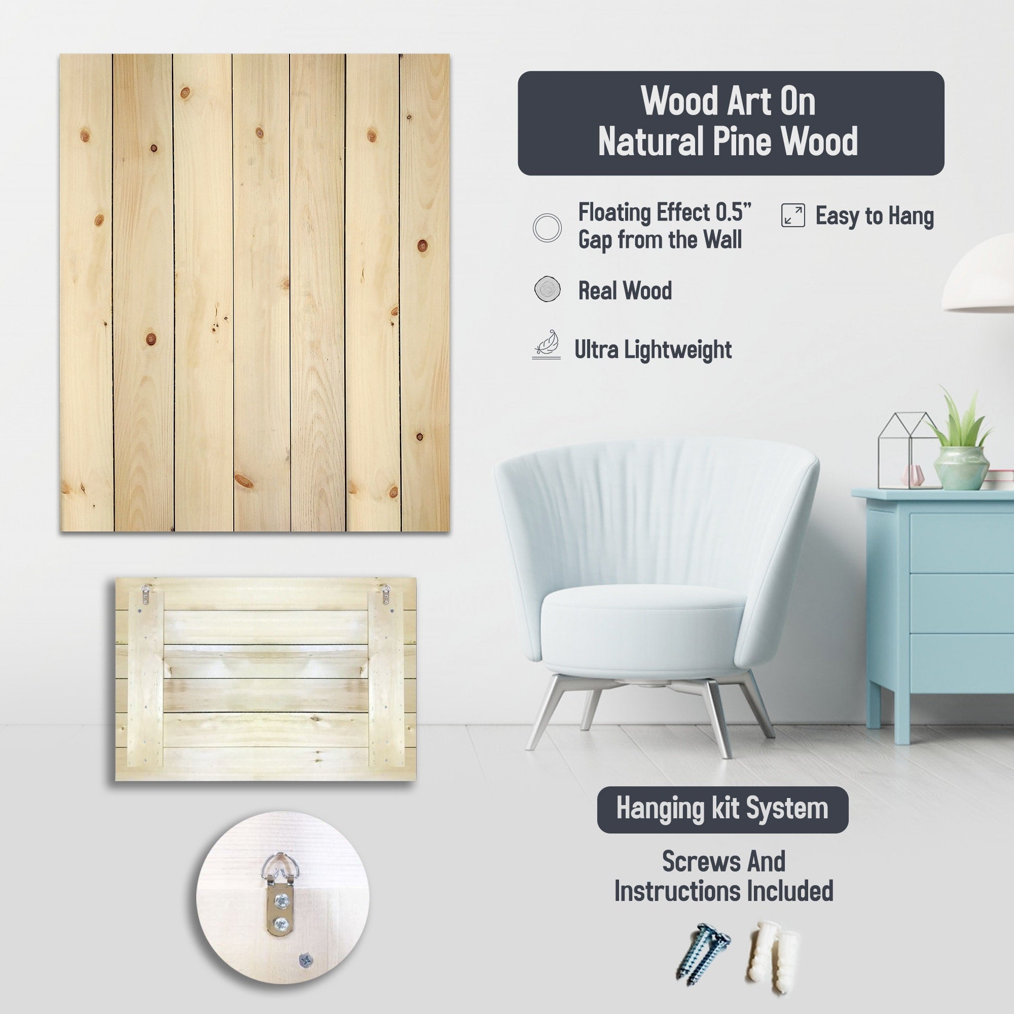 Impression nautique et côtière Designart « Blue Coastal Crab Battle » sur bois de pin naturel - Bleu