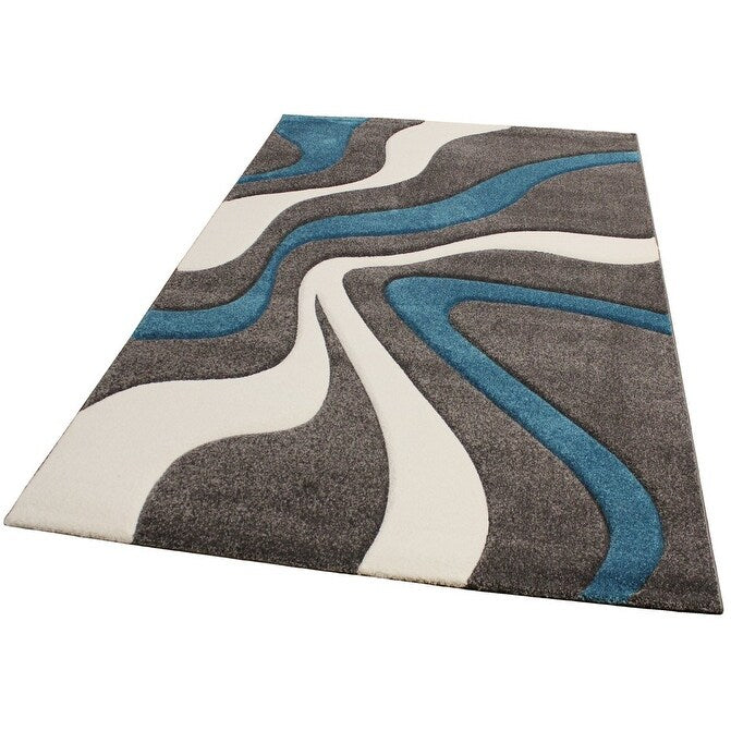 Tapis design avec contour découpé et motif ondulé moderne