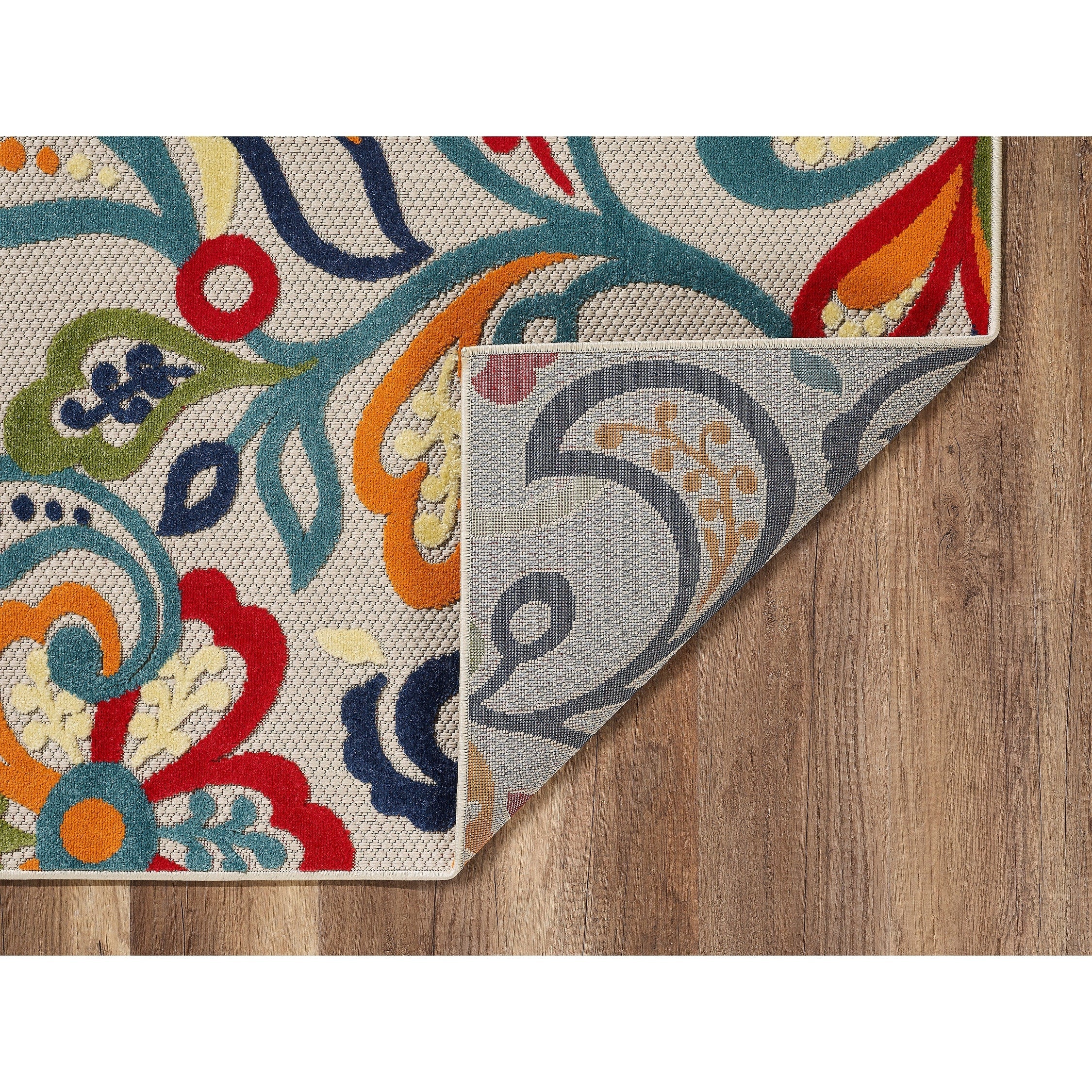 Tapis d'intérieur/extérieur texturé floral Domani Napa