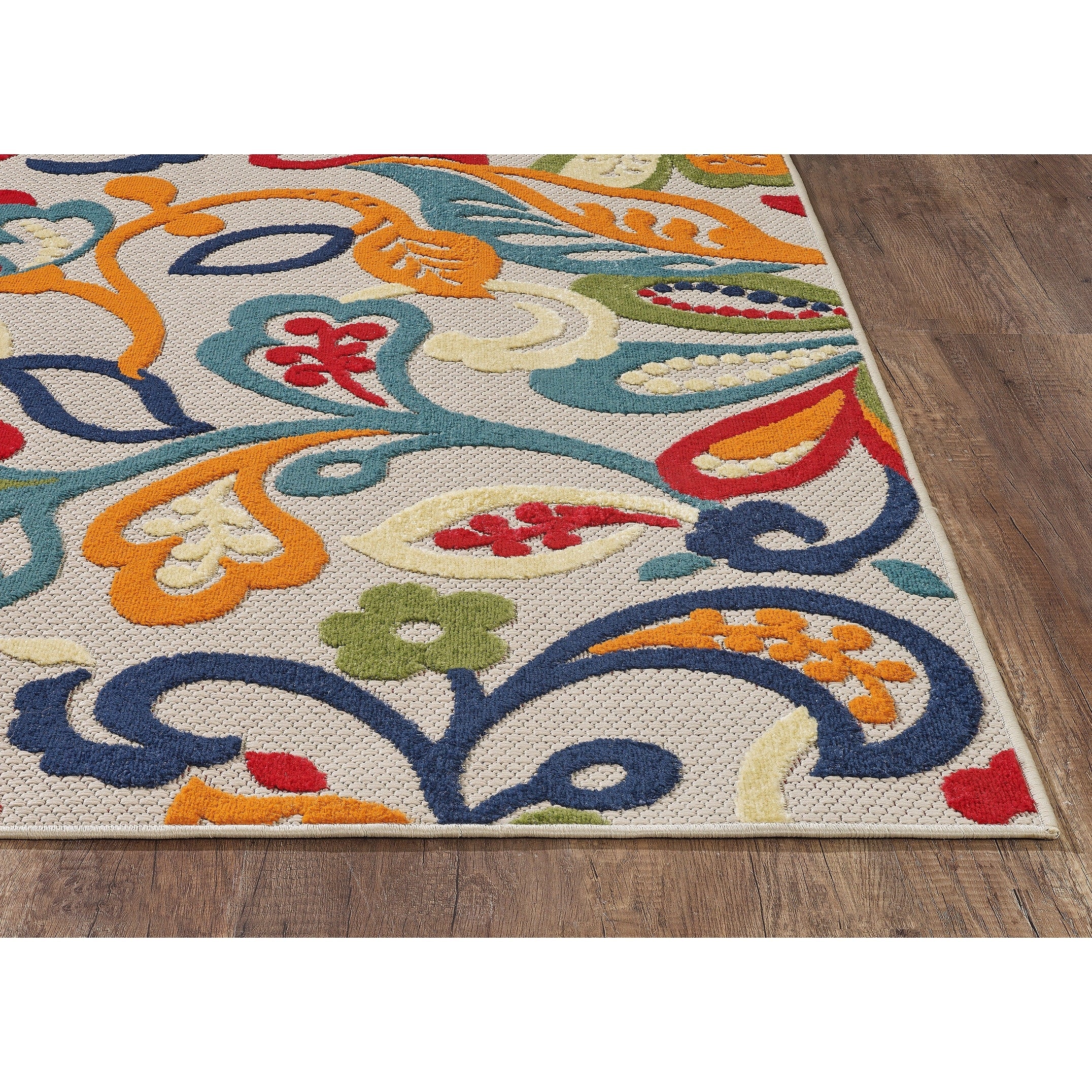 Tapis d'intérieur/extérieur texturé floral Domani Napa