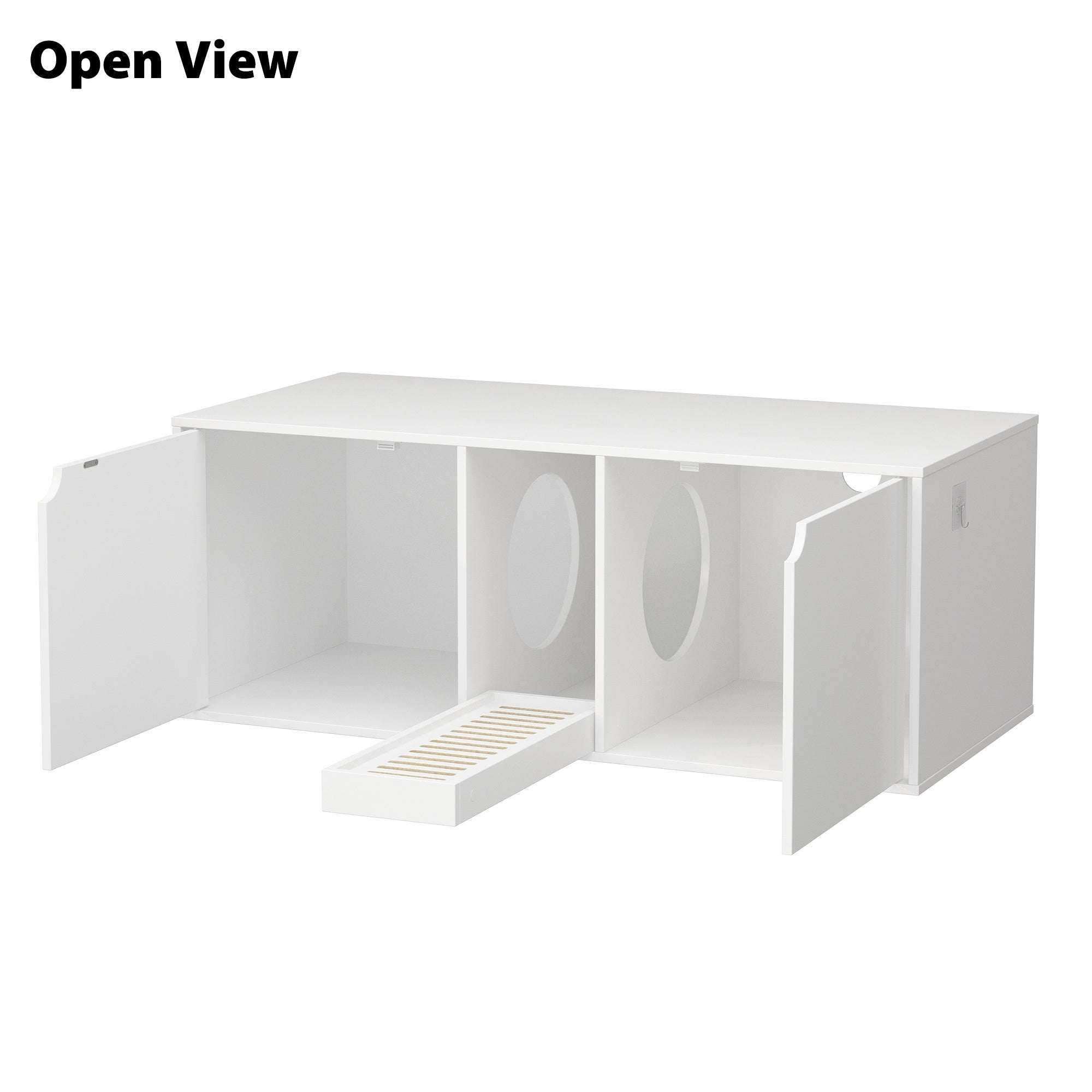 Bac à litière pour chat à deux compartiments, meuble multifonctionnel