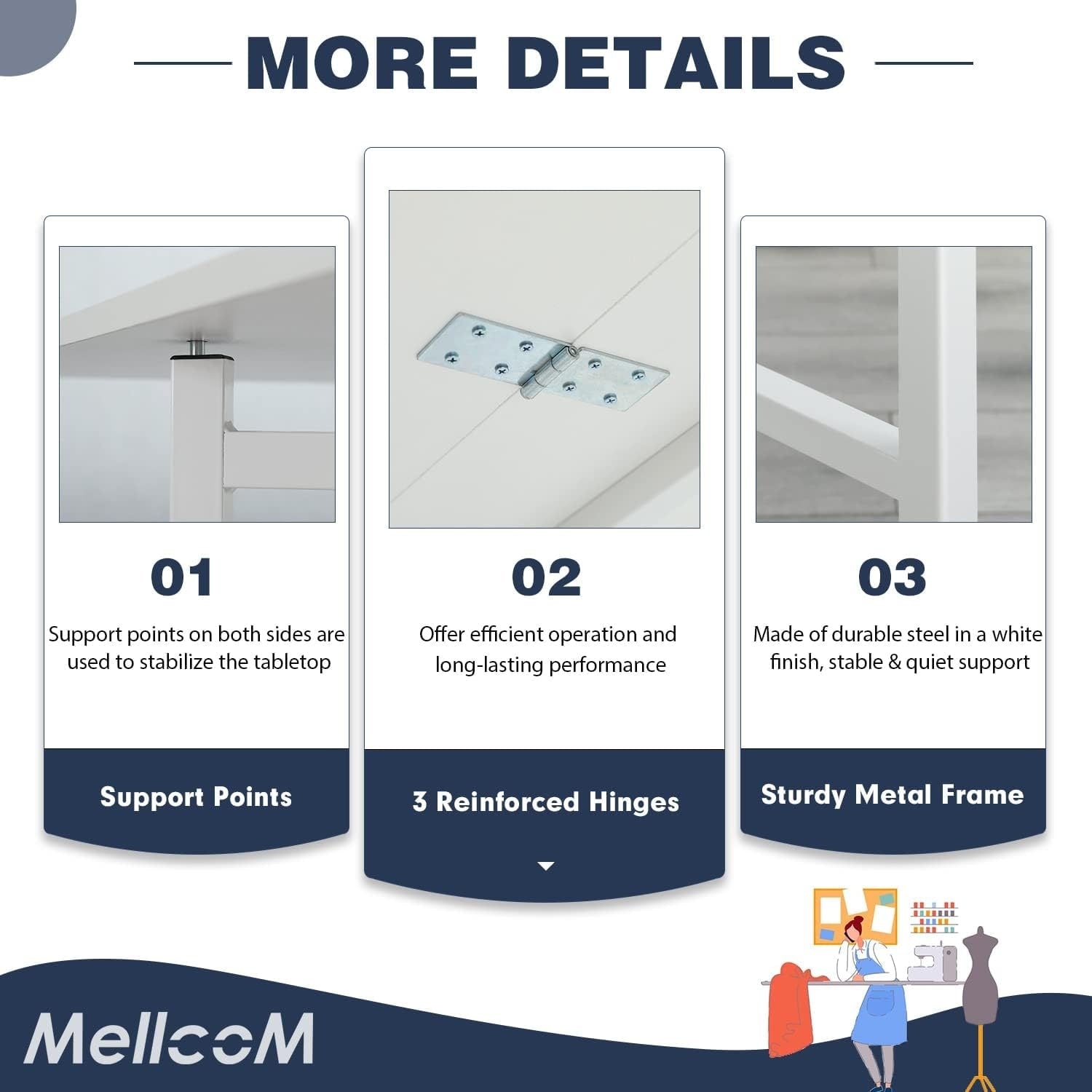 Table de bricolage réglable en hauteur avec étagères de rangement, table de découpe pliante mobile pour la maison, le bureau, la salle de couture et la salle d'artisanat
