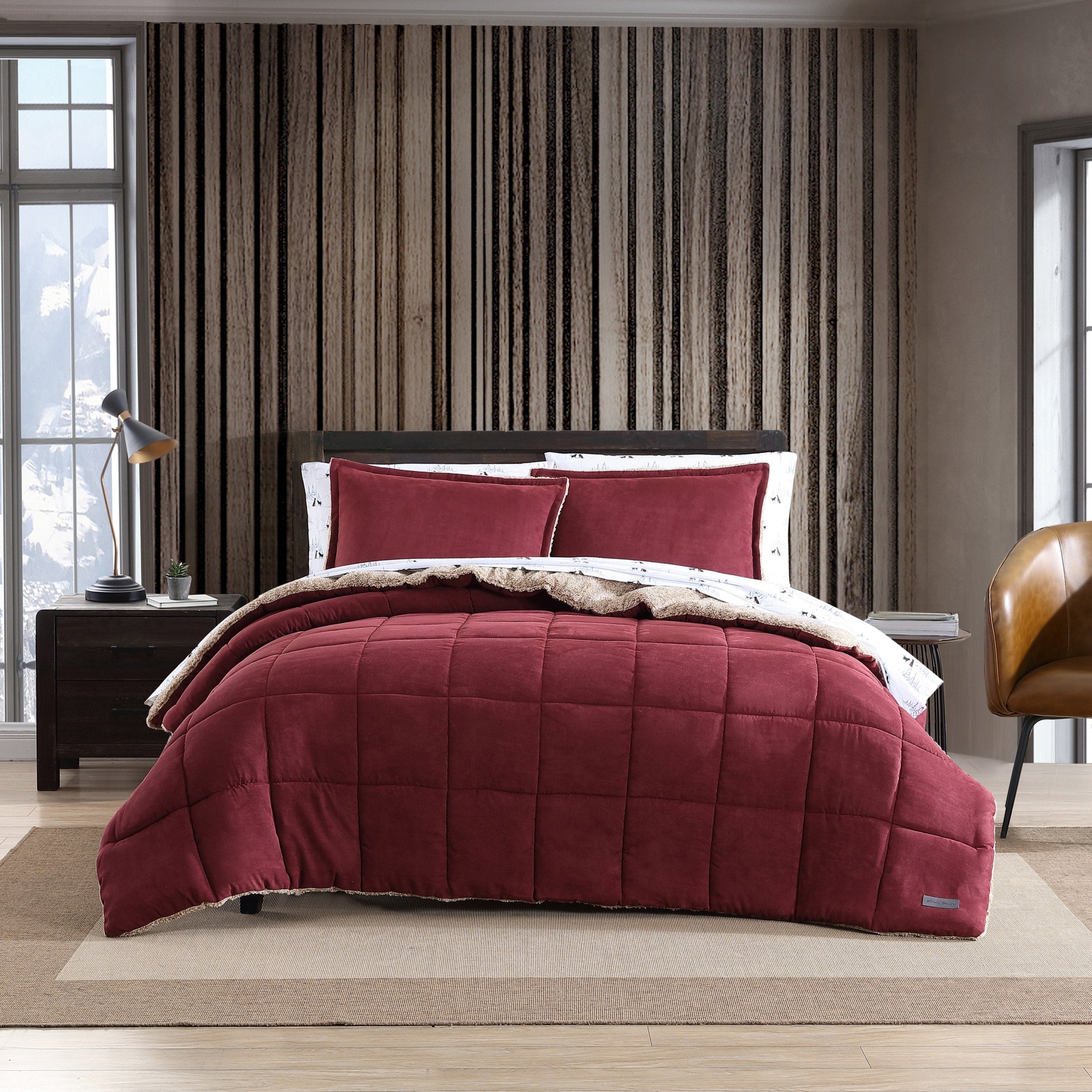 Ensemble couette et taie d'oreiller texturés en faux suède Eddie Bauer Sherwood