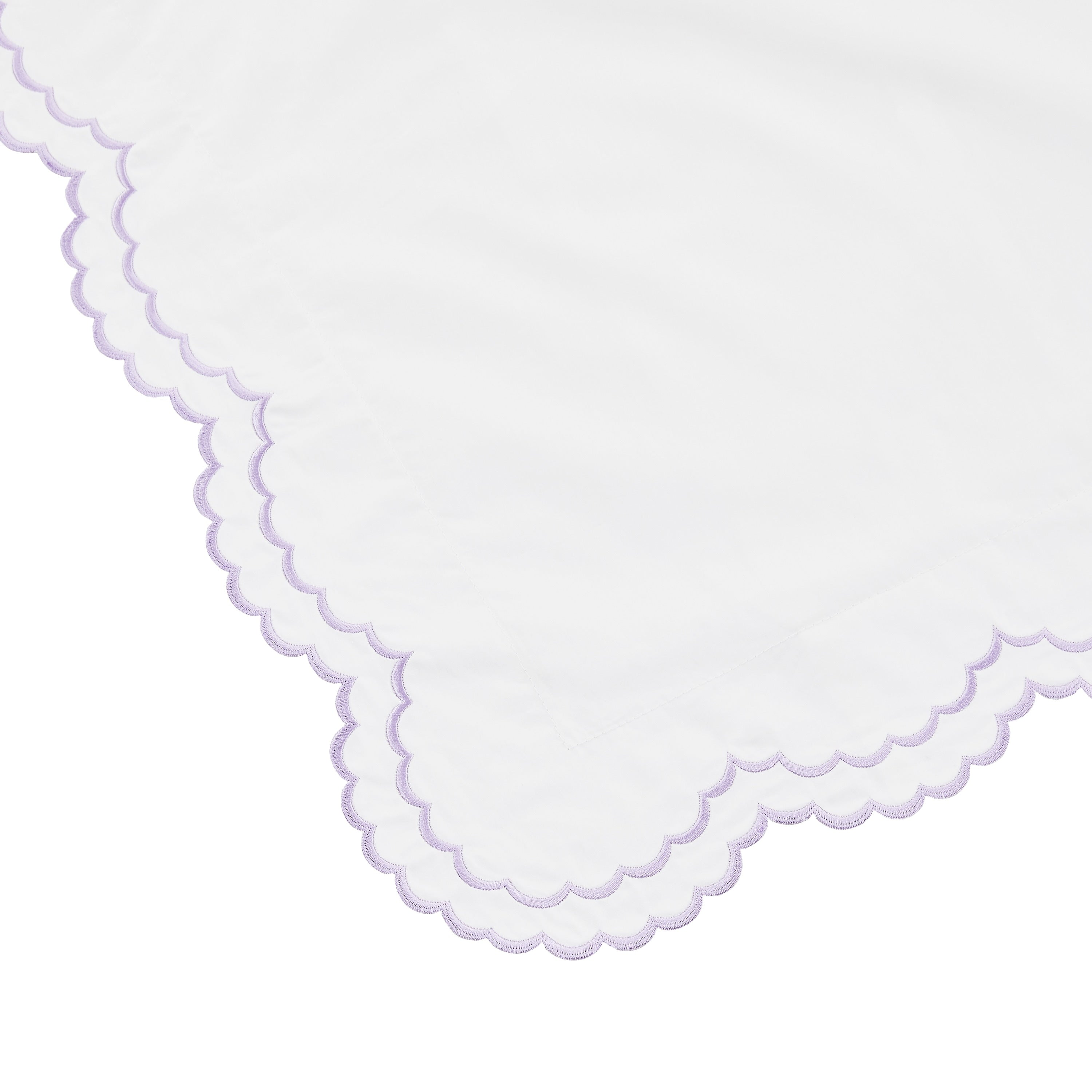 Parure de couette et taie d'oreiller double en percale de coton brodée et festonnée