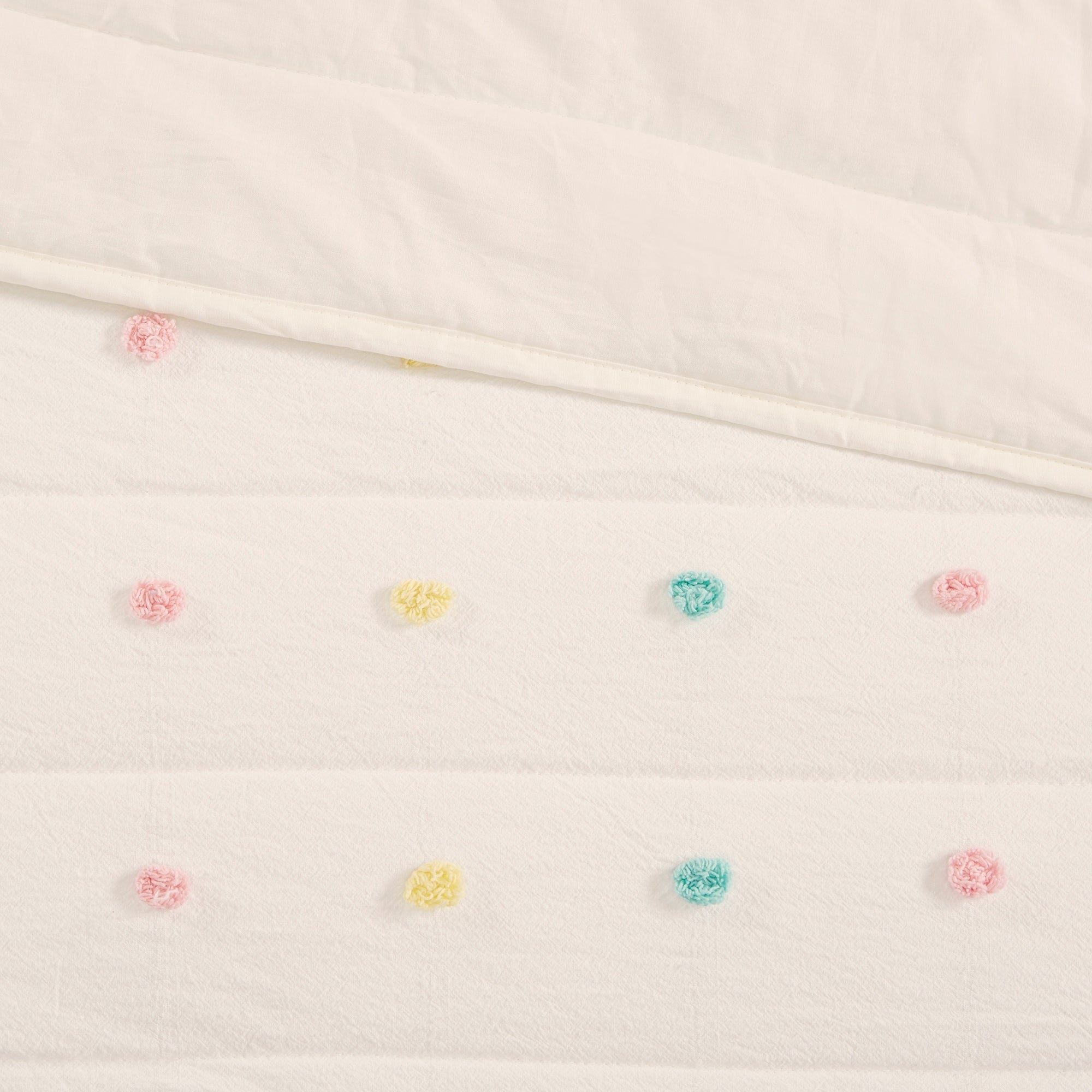 Parure de lit en jacquard de coton à pompons Ensley pour enfants, design intelligent, avec coussins décoratifs