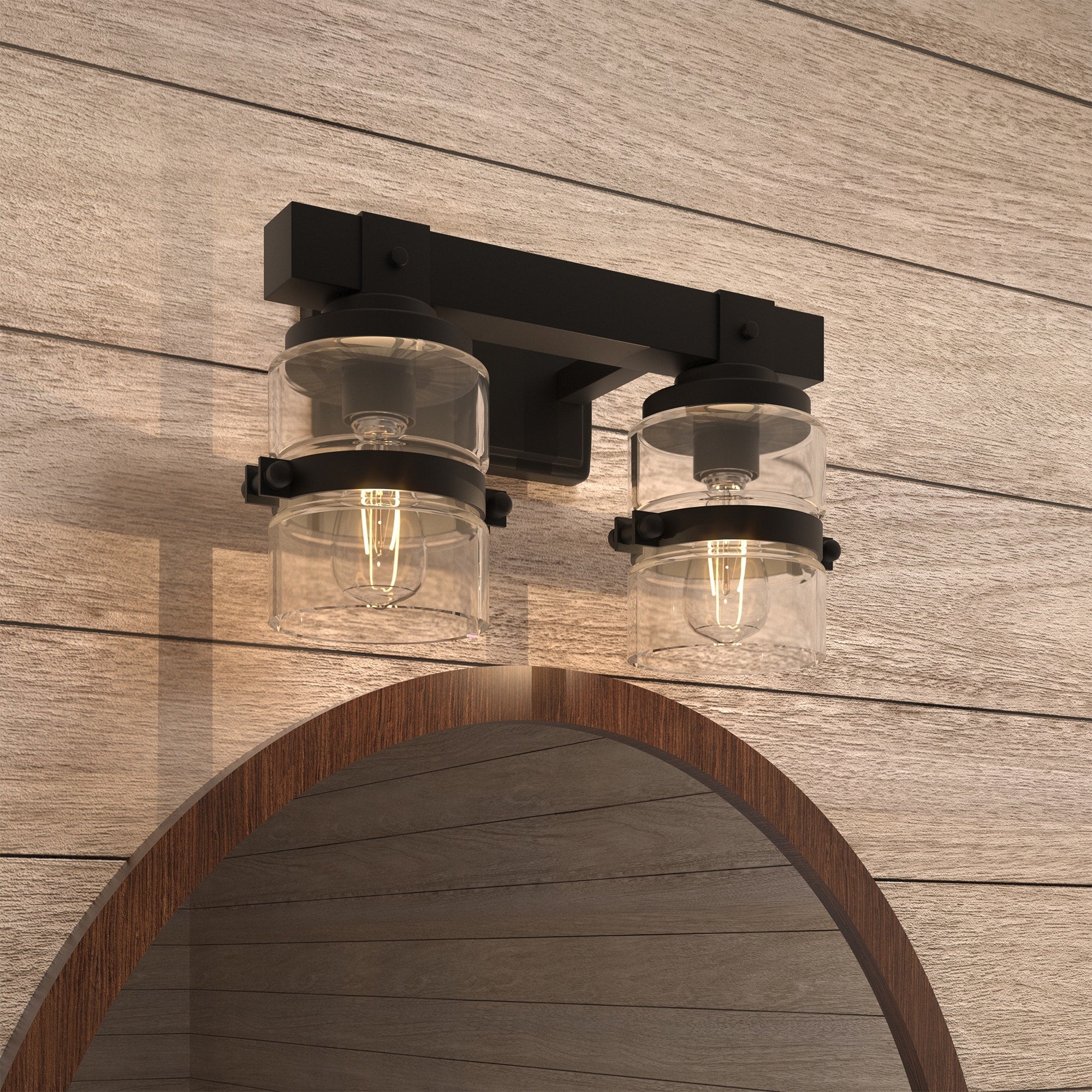 Applique murale de salle de bain ExBrite Farmhouse à 3 lumières, en fer noir à intensité variable