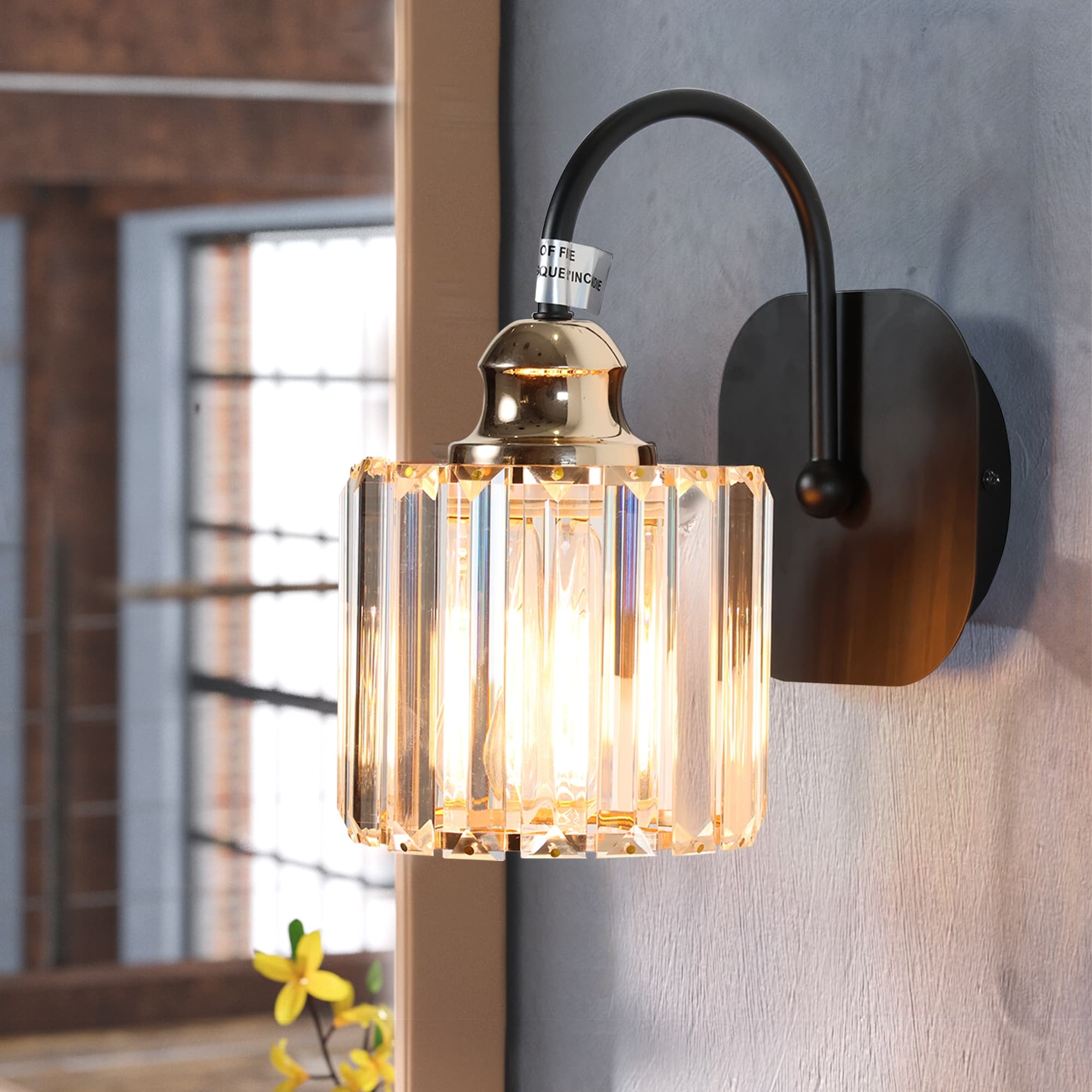 Appliques murales modernes ExBrite en cristal doré rose à 1, 2, 3, 4 ou 5 lumières pour salle de bain, à intensité variable