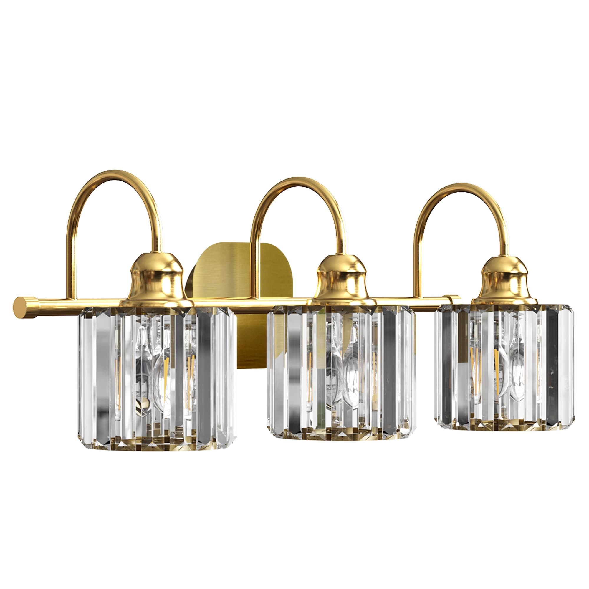 Appliques murales modernes ExBrite en cristal doré rose à 1, 2, 3, 4 ou 5 lumières pour salle de bain, à intensité variable