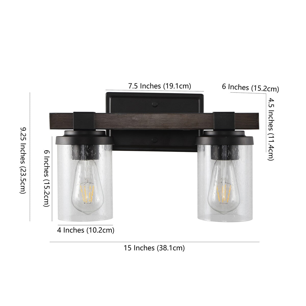 Applique murale à LED style rustique en fer et verre grainé, par JONATHAN Y