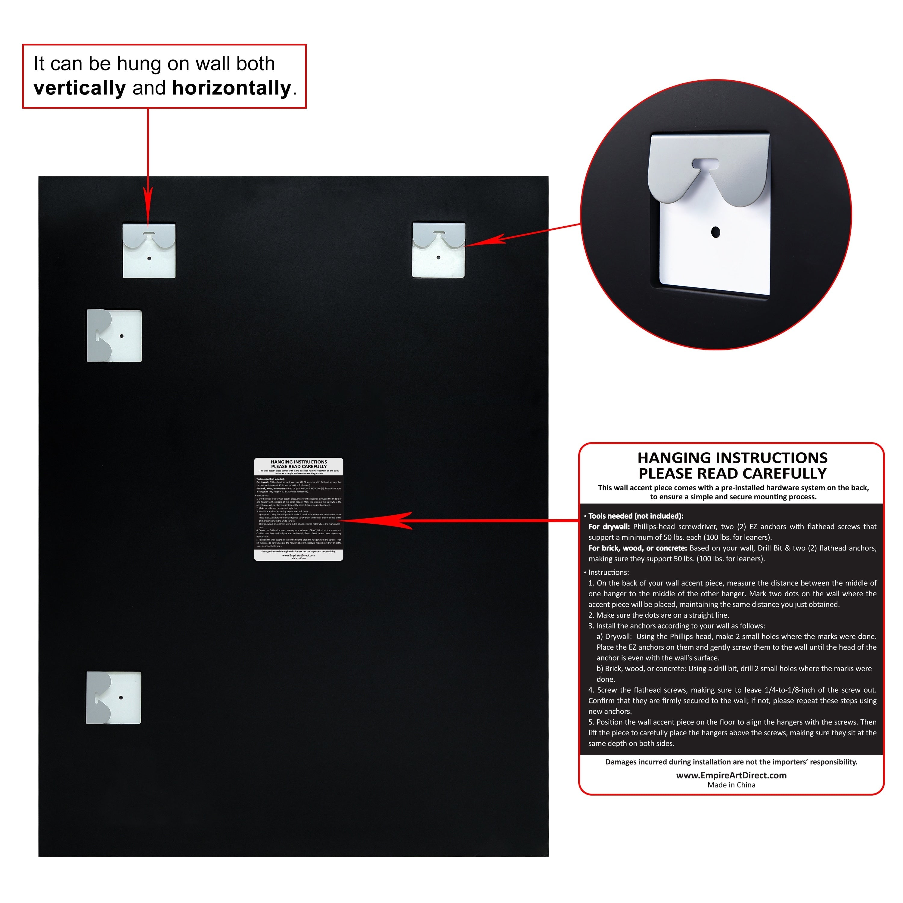 Miroir mural biseauté sans cadre à prisme - Carré/Rectangulaire - Transparent