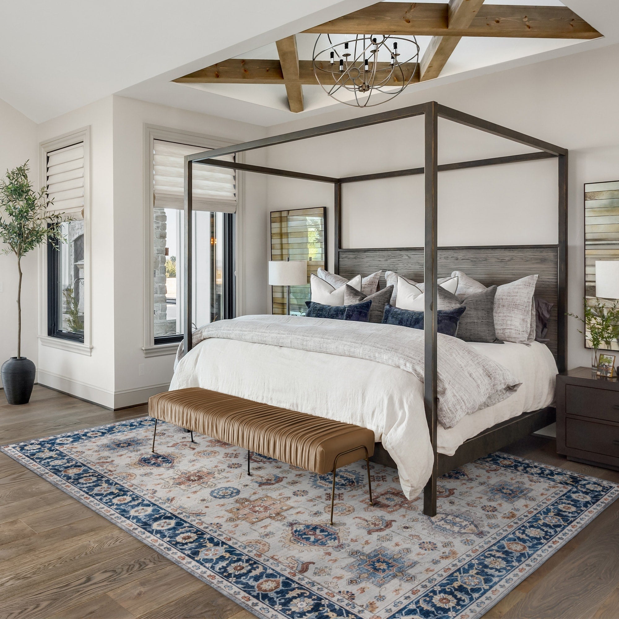 Tapis antidérapant lavable en polyester à poils plats imprimé numériquement par Gertmenian Crystal Print