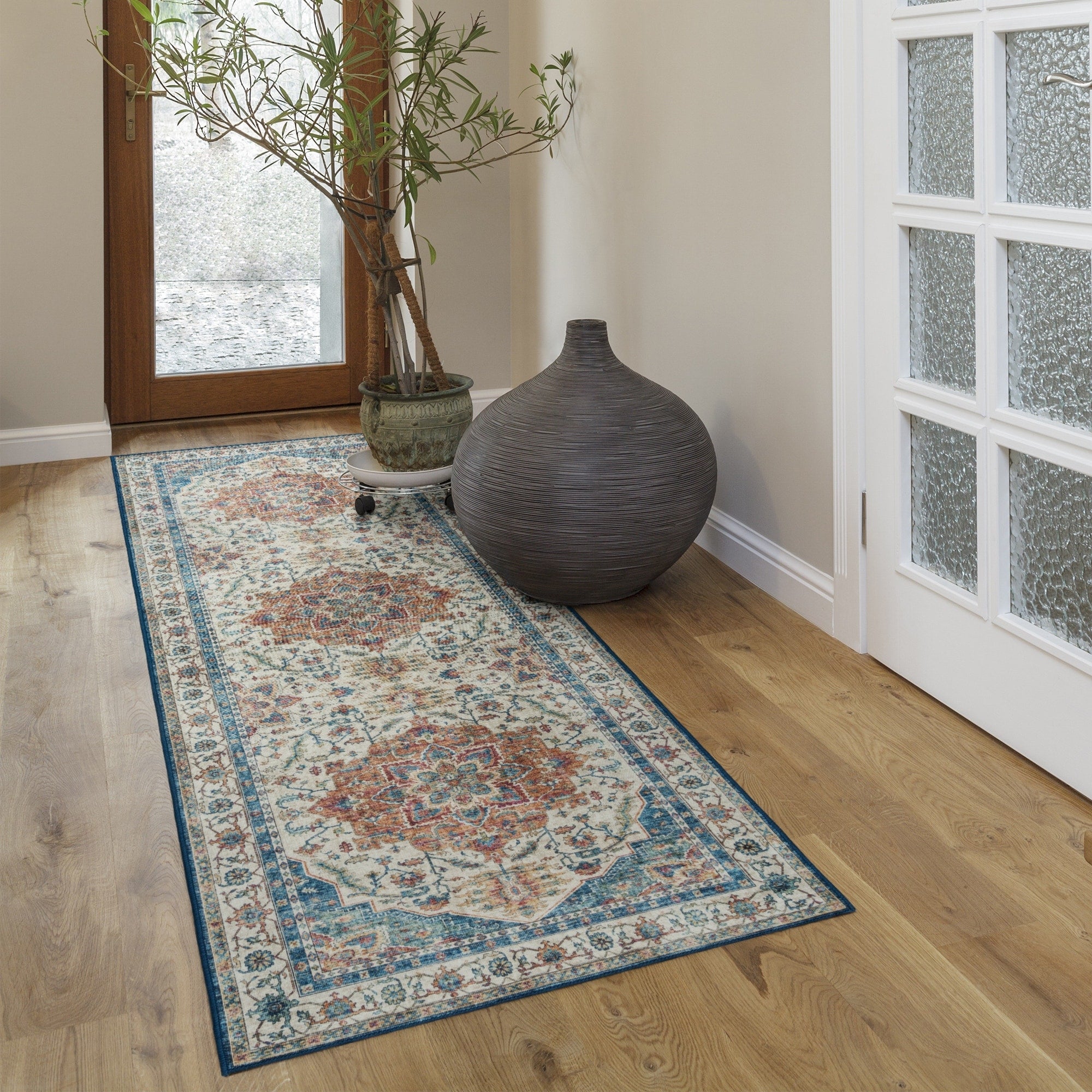 Tapis antidérapant lavable en polyester à poils plats imprimé numériquement par Gertmenian Crystal Print