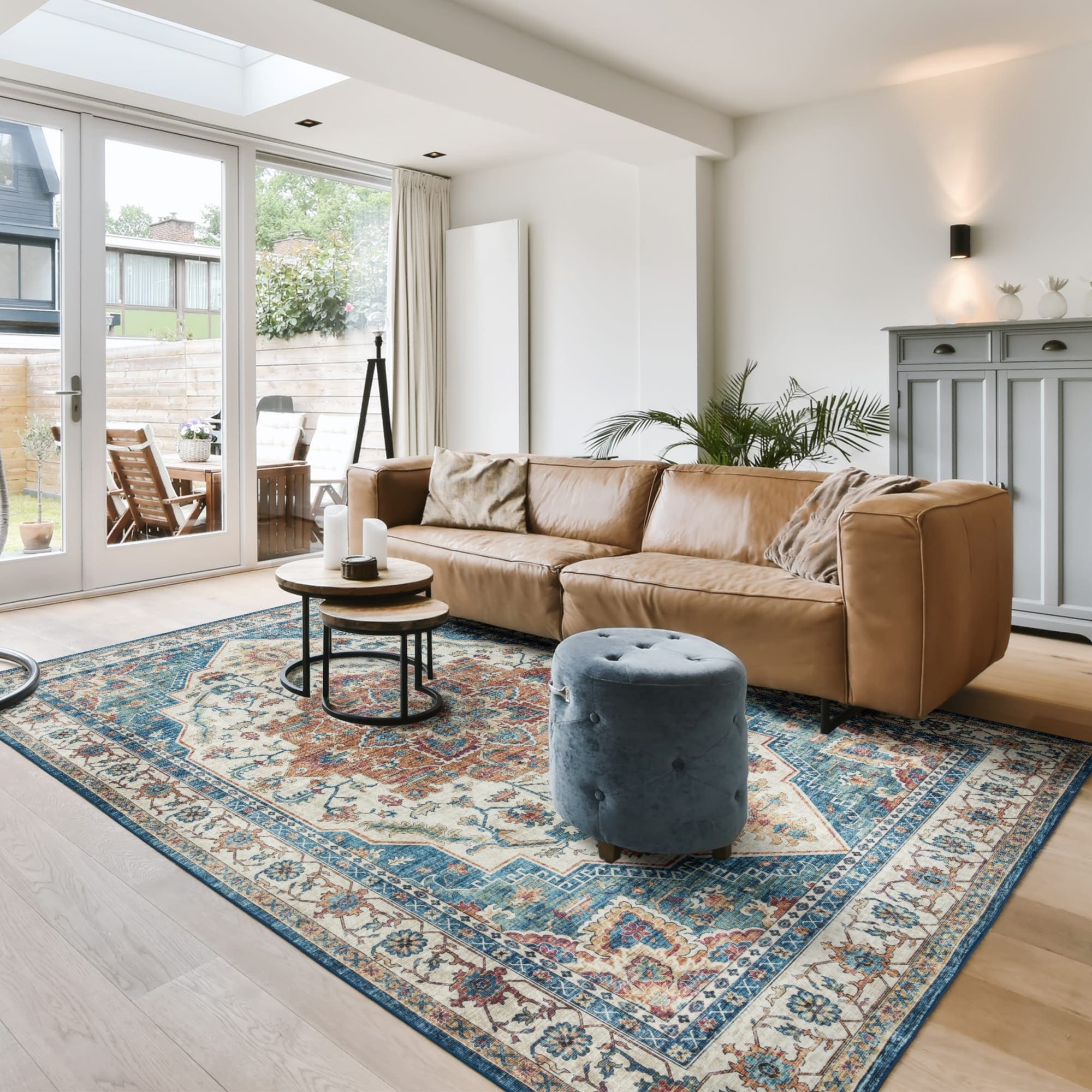 Tapis antidérapant lavable en polyester à poils plats imprimé numériquement par Gertmenian Crystal Print