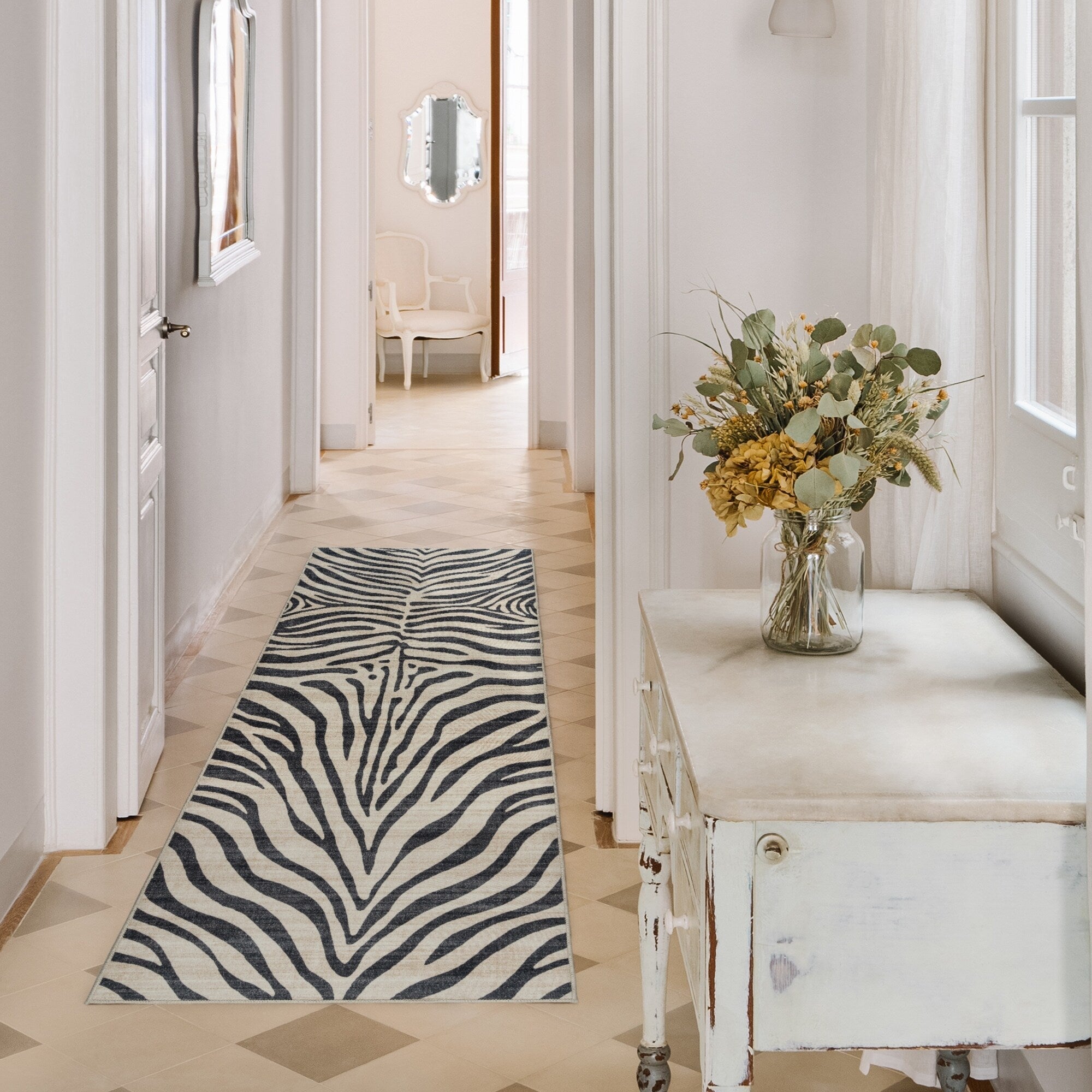 Tapis antidérapant lavable en polyester à poils plats imprimé numériquement par Gertmenian Crystal Print