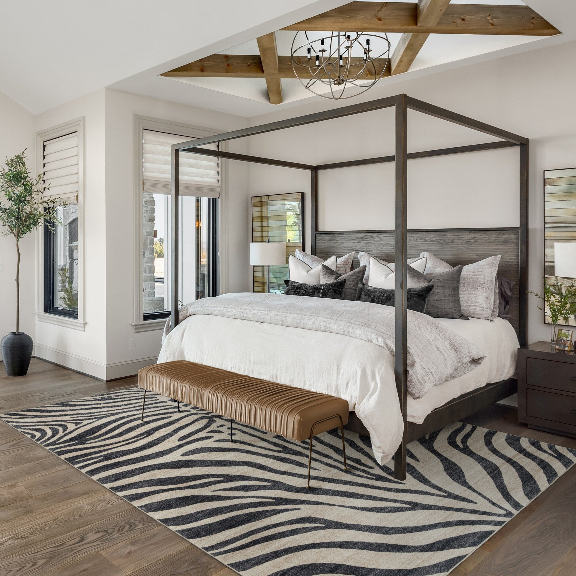 Tapis antidérapant lavable en polyester à poils plats imprimé numériquement par Gertmenian Crystal Print