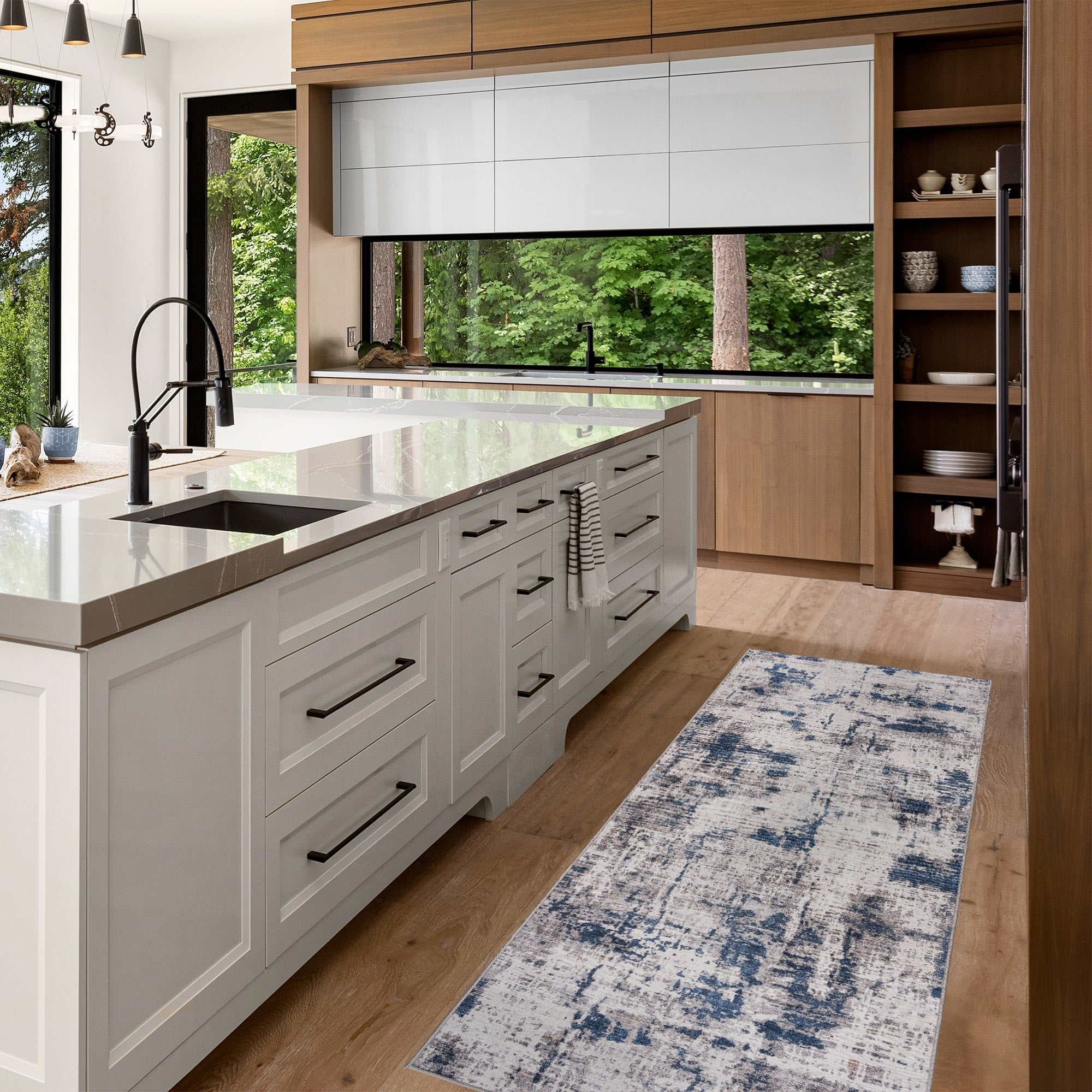 Tapis antidérapant lavable en polyester à poils plats imprimé numériquement par Gertmenian Crystal Print