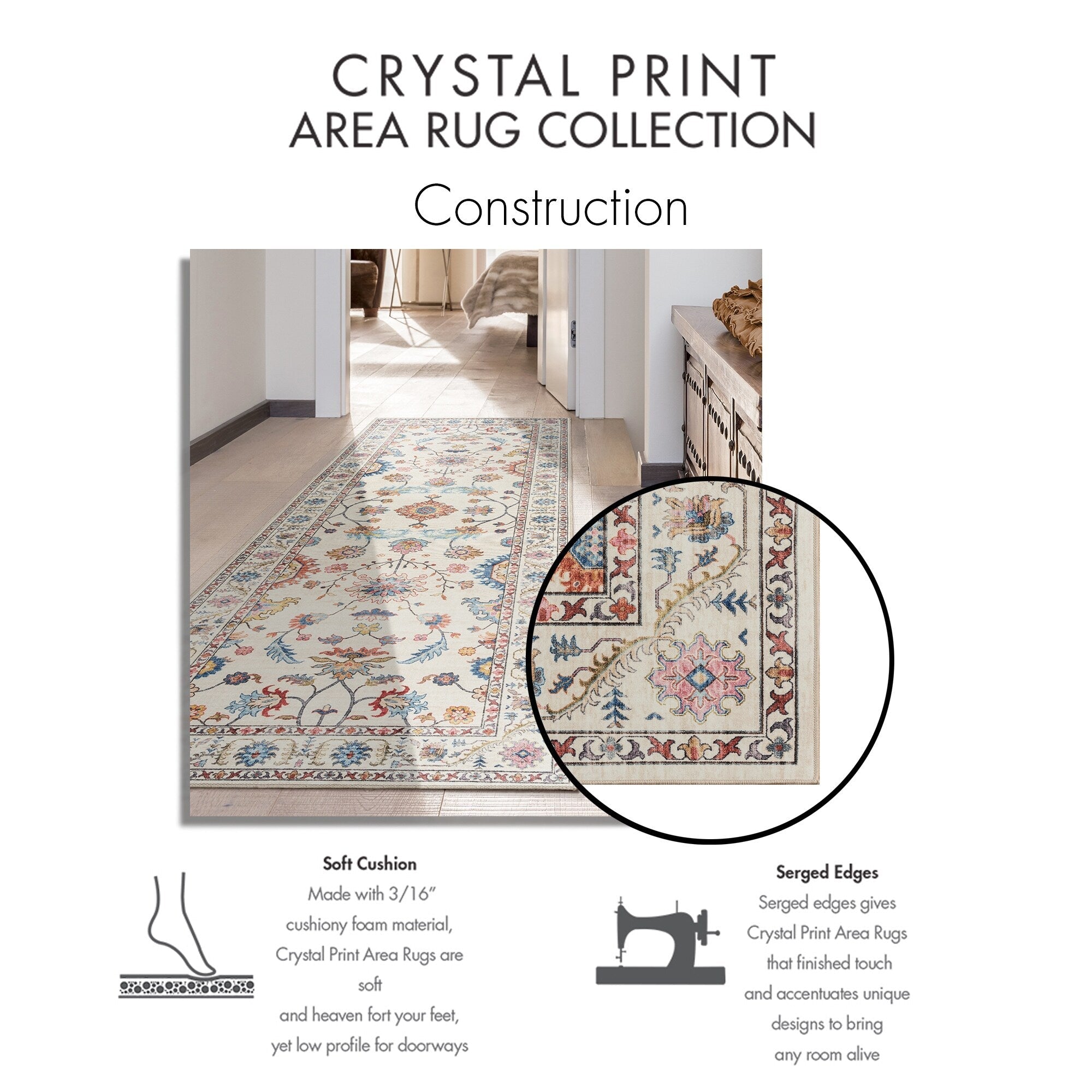 Tapis antidérapant lavable en polyester à poils plats imprimé numériquement par Gertmenian Crystal Print