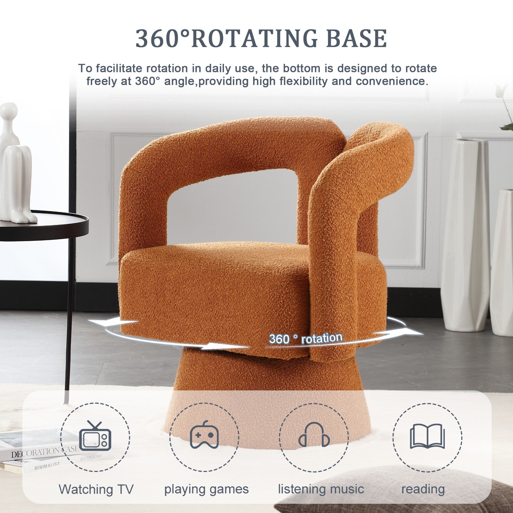 Fauteuils d'appoint pivotants à 360 degrés rembourrés Boucle de HOMEFUN