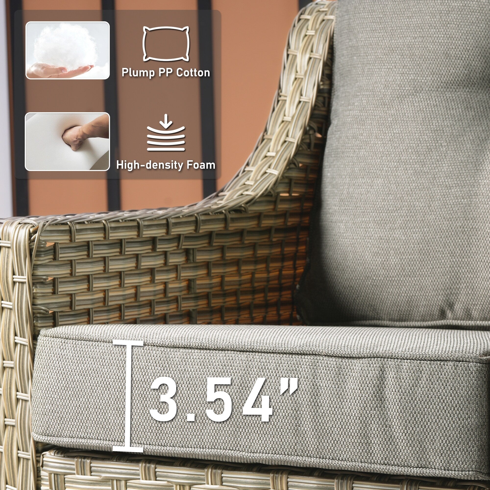 Ensemble de 2 chaises de patio d'extérieur en rotin et osier à dossier haut HOOOWOOO