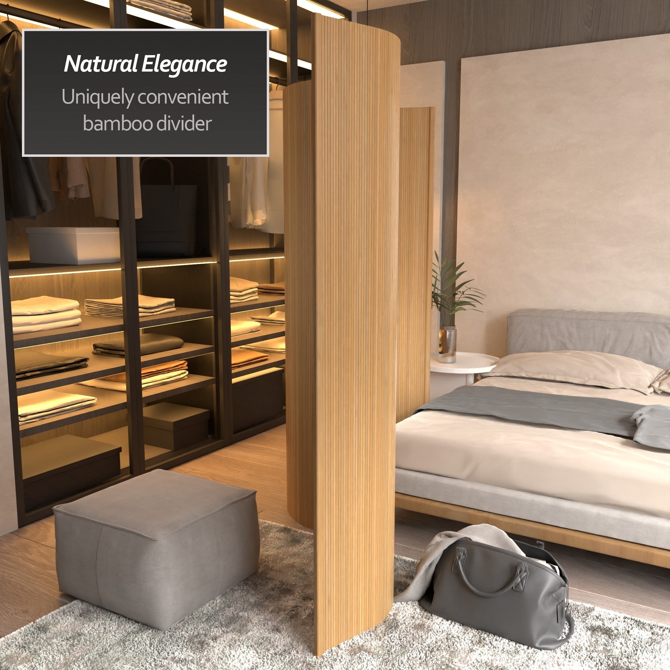 Paravent en bambou fait main de 6 pieds (Chine)