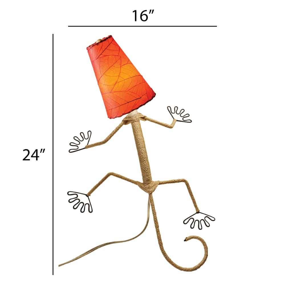 Applique murale Gecko faite main Eangee, abat-jour feuilles de cacao, 40,6 x 18,8 x 61 cm - 40,6 x 18,8 x 61 cm