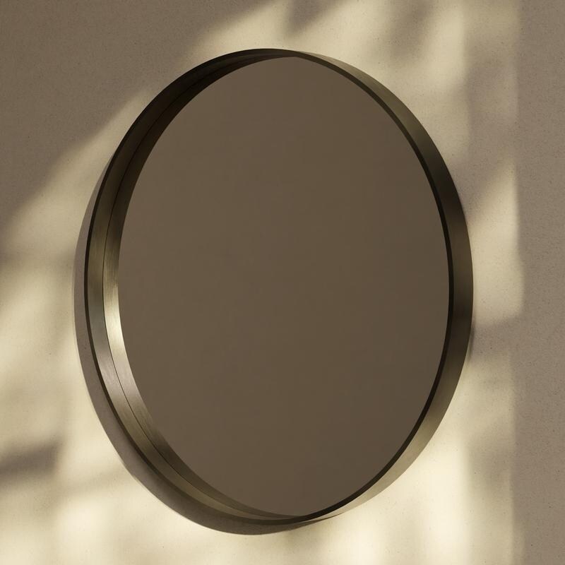 Miroir mural rond classique de style ferme avec cadre en bois