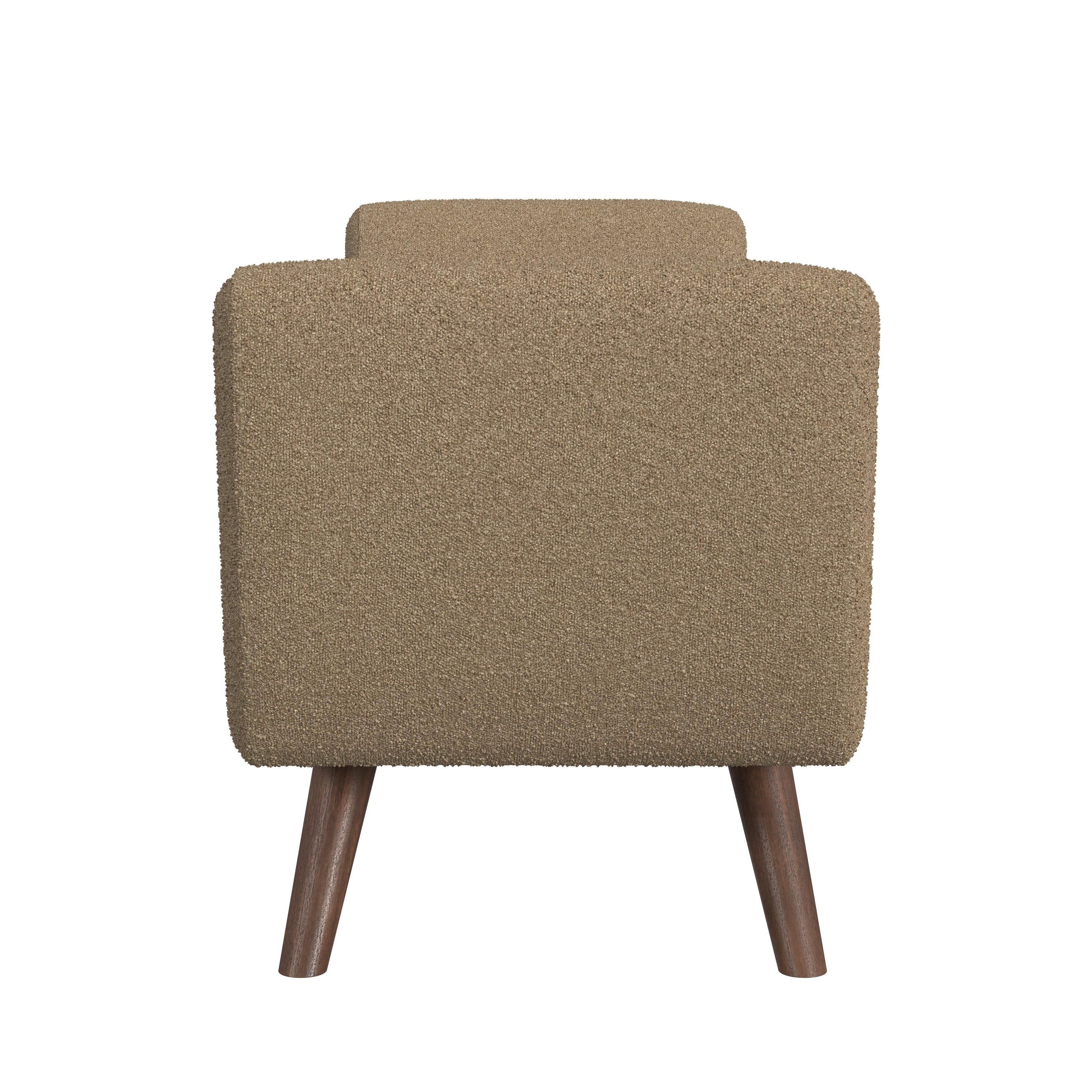 Banc de rangement moderne en sherpa avec pieds en bois HomePop