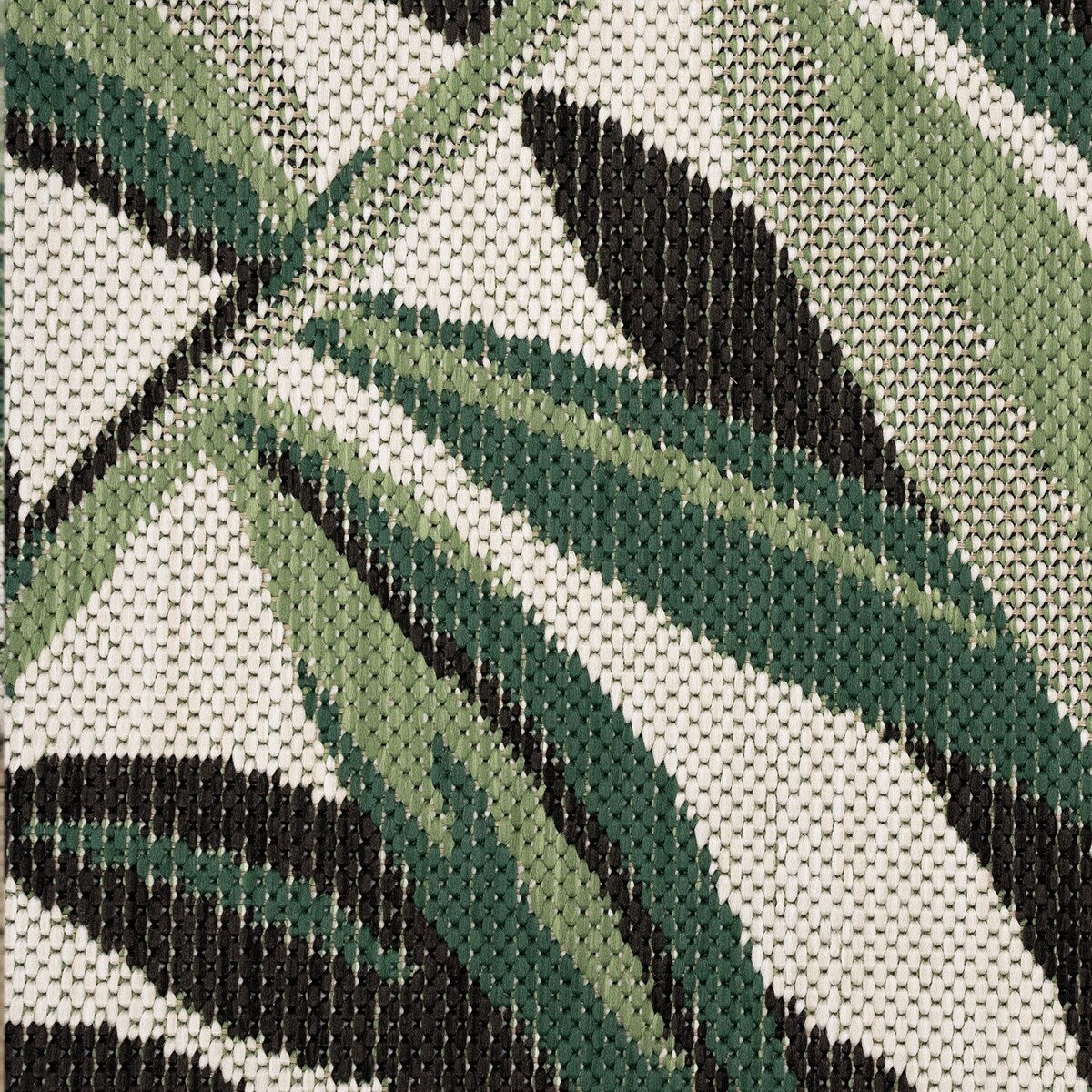Tapis d'intérieur et d'extérieur motif feuilles de palmier tropicales pour terrasse en vert beige