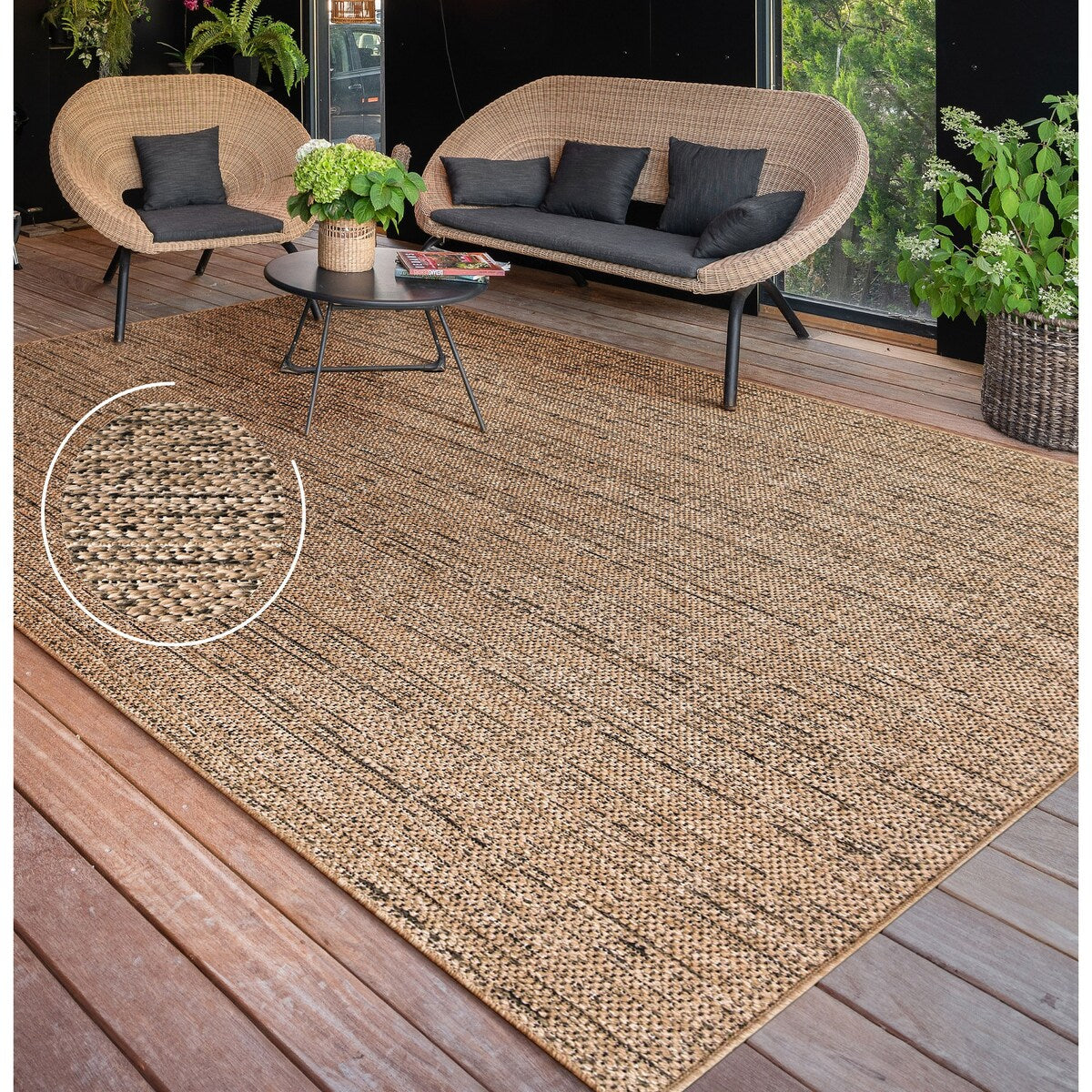 Tapis d'intérieur et d'extérieur aspect nature chiné
