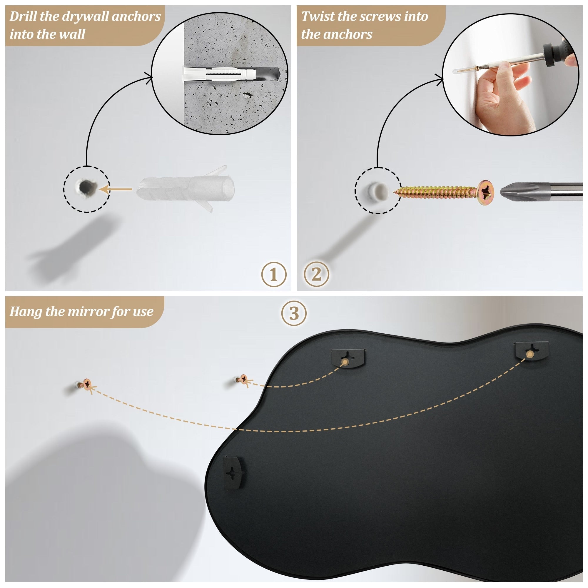 Miroir mural irrégulier Miroir mural décoratif asymétrique