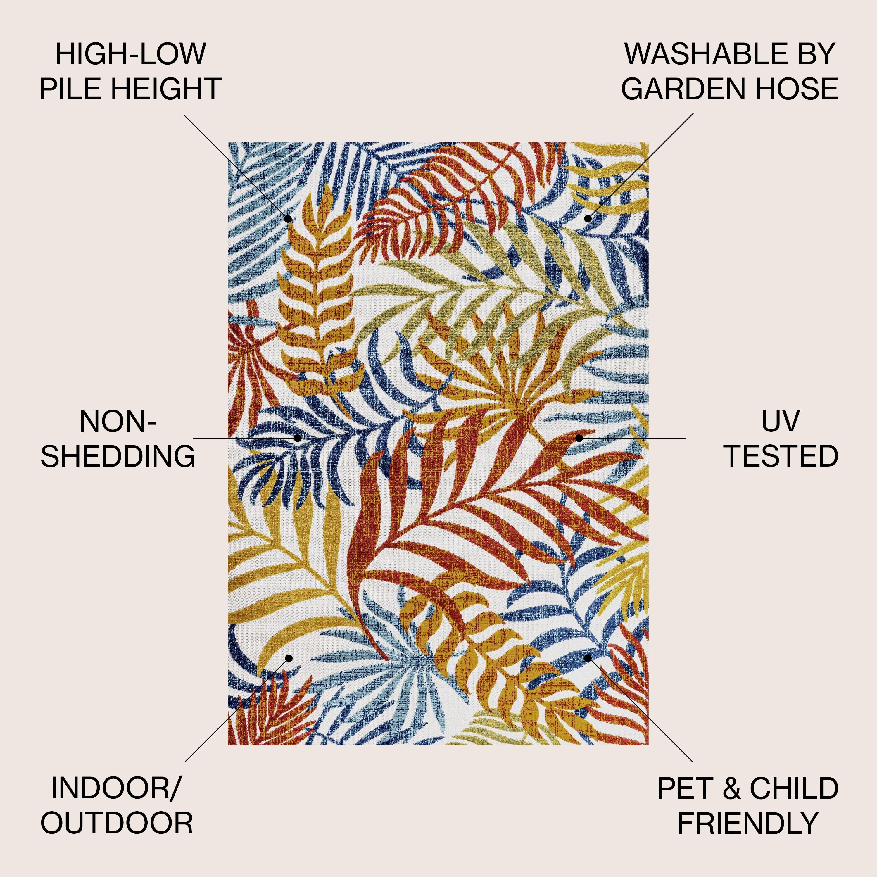 Tapis d'intérieur/extérieur à feuilles de palmier JONATHAN Y Aydin