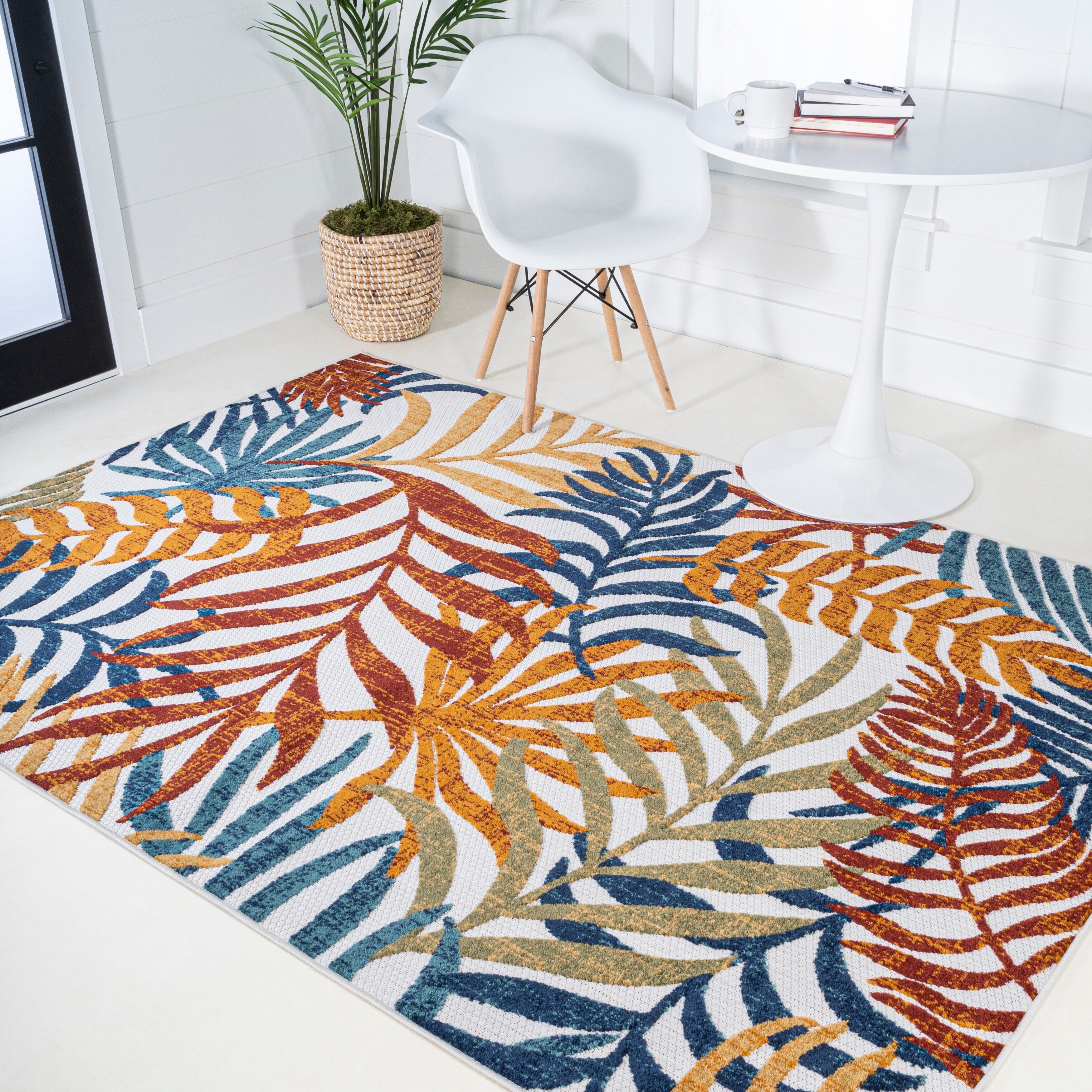 Tapis d'intérieur/extérieur à feuilles de palmier JONATHAN Y Aydin