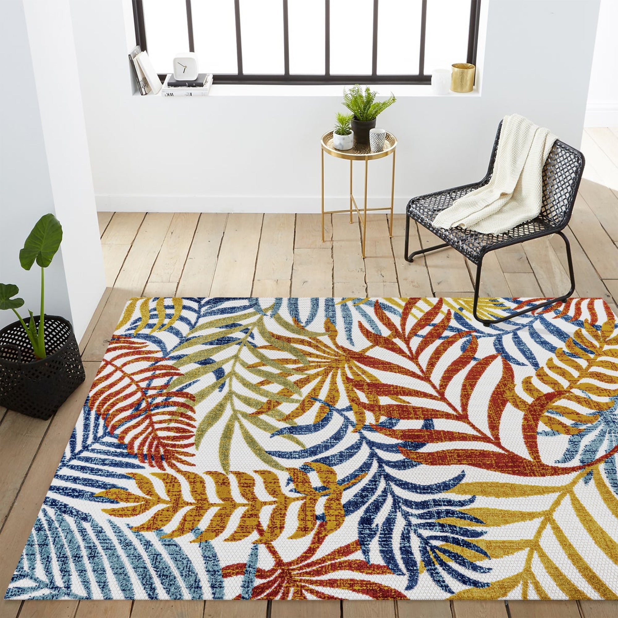 Tapis d'intérieur/extérieur à feuilles de palmier JONATHAN Y Aydin