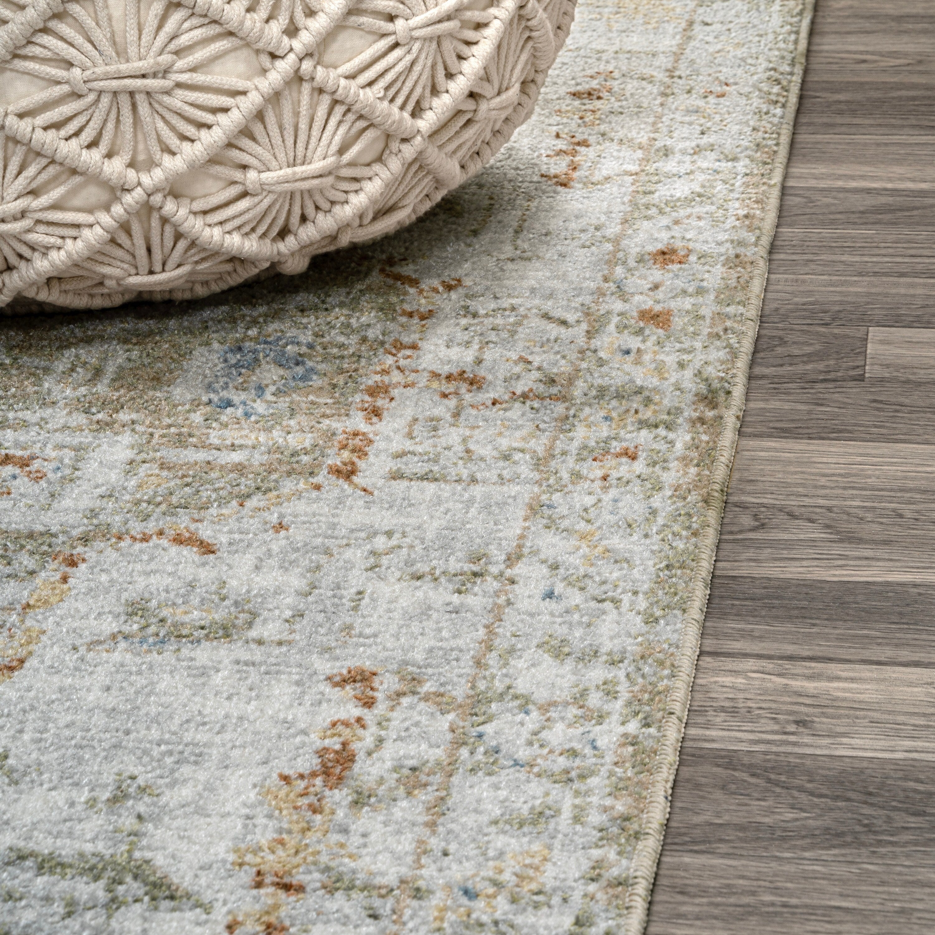 Tapis à poils ras JONATHAN Y Brandy Bohemian Medallion, lavable en machine, couleur crème/terra