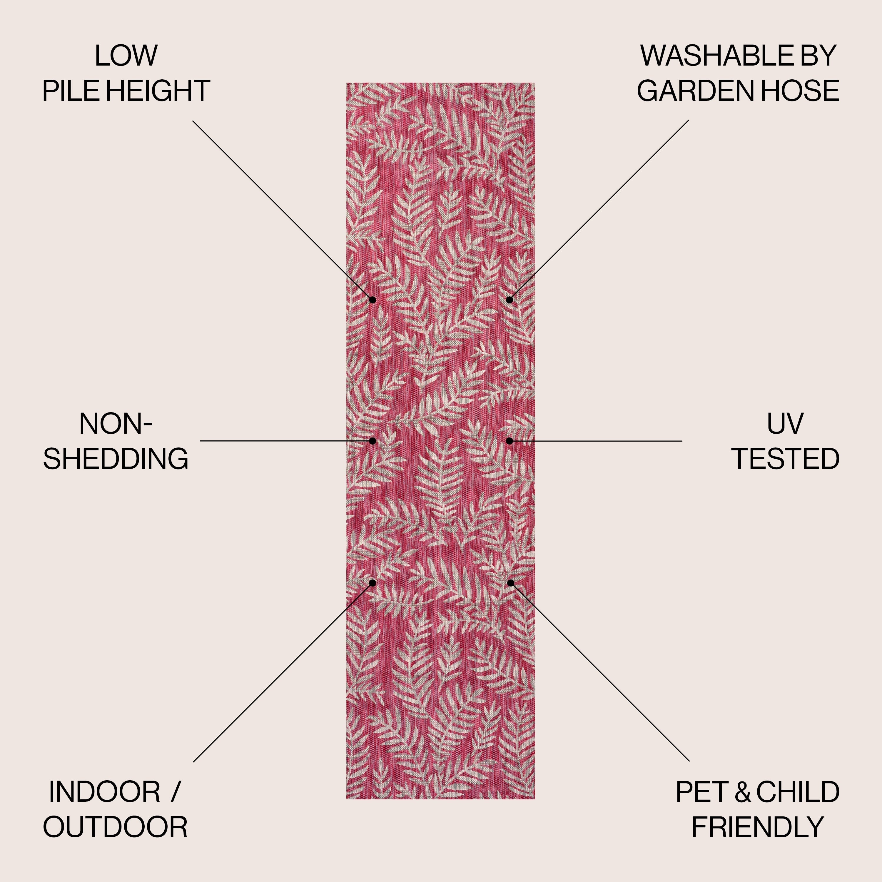 JONATHAN Y Tapis intérieur/extérieur à fronde de palmier Galon