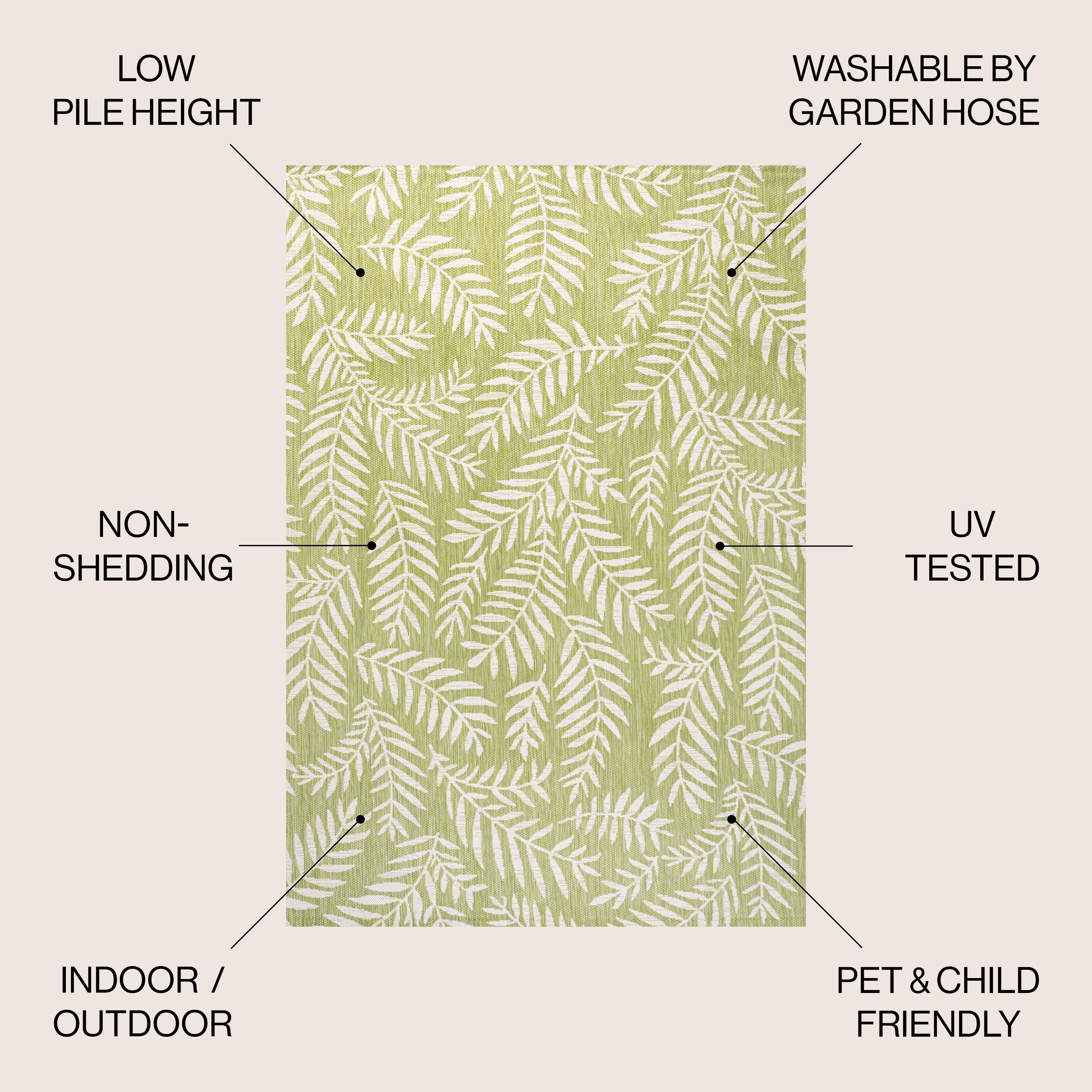 JONATHAN Y Tapis intérieur/extérieur à fronde de palmier Galon