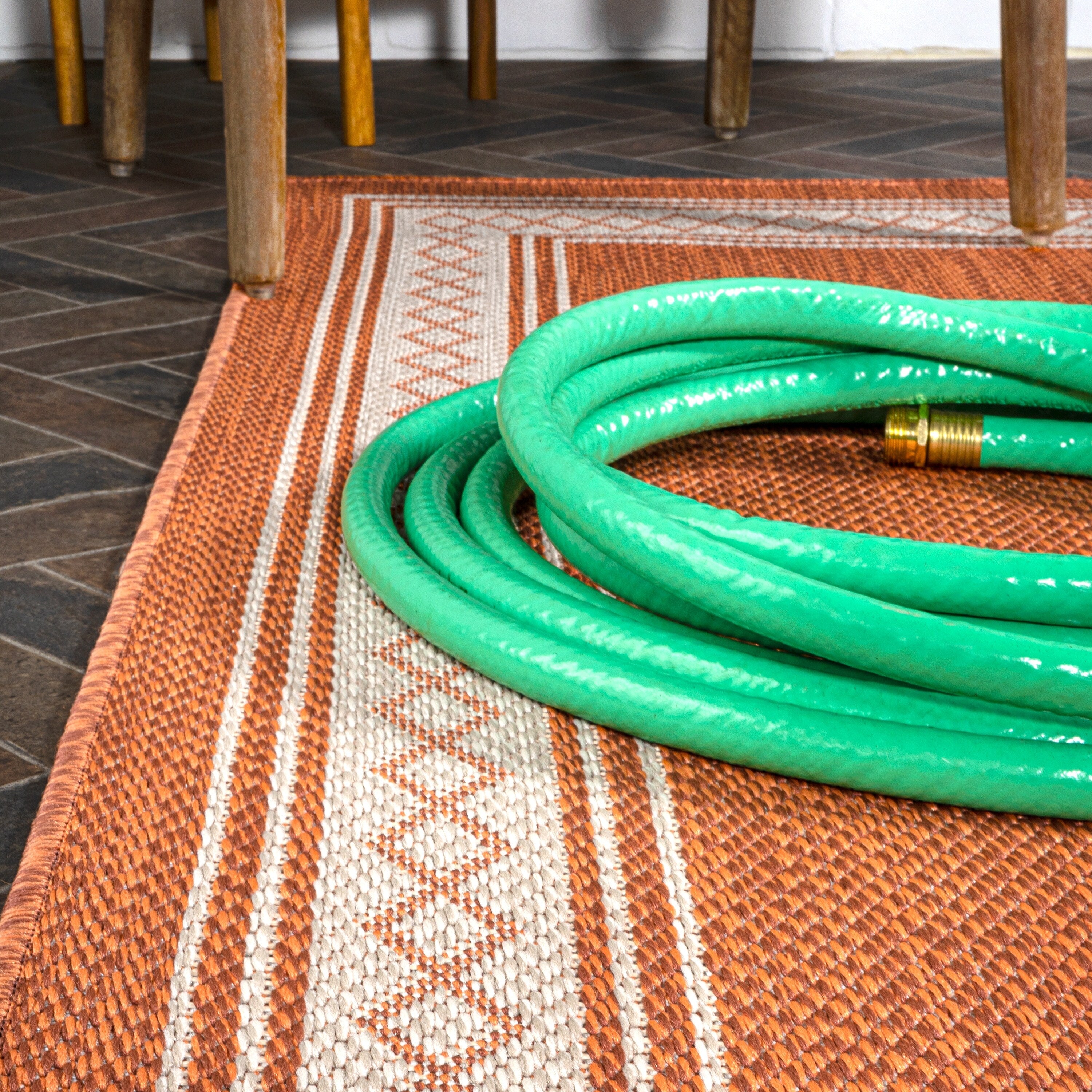 Tapis d'intérieur/extérieur classique à bordure en losanges JONATHAN Y Havana