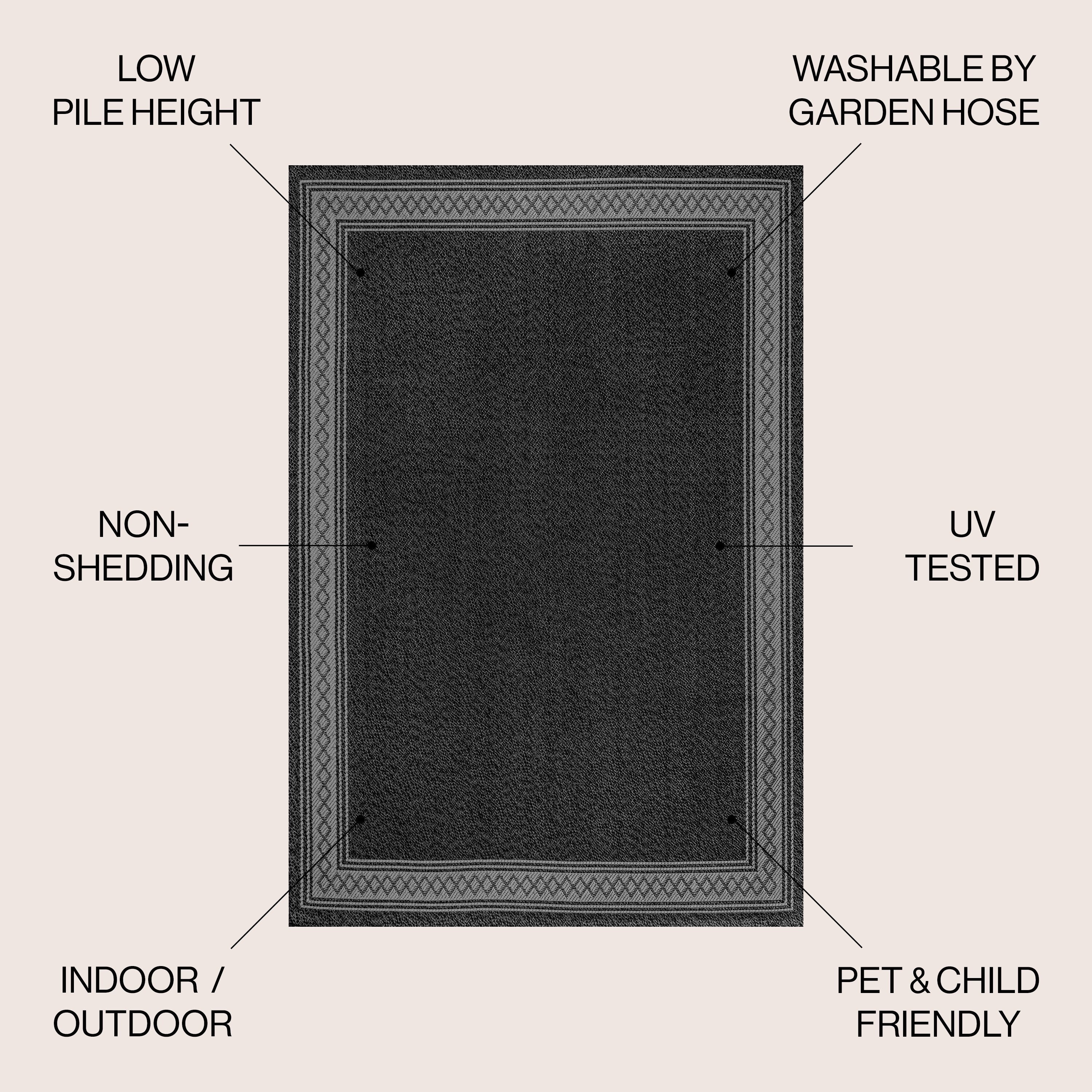 Tapis d'intérieur/extérieur classique à bordure en losanges JONATHAN Y Havana