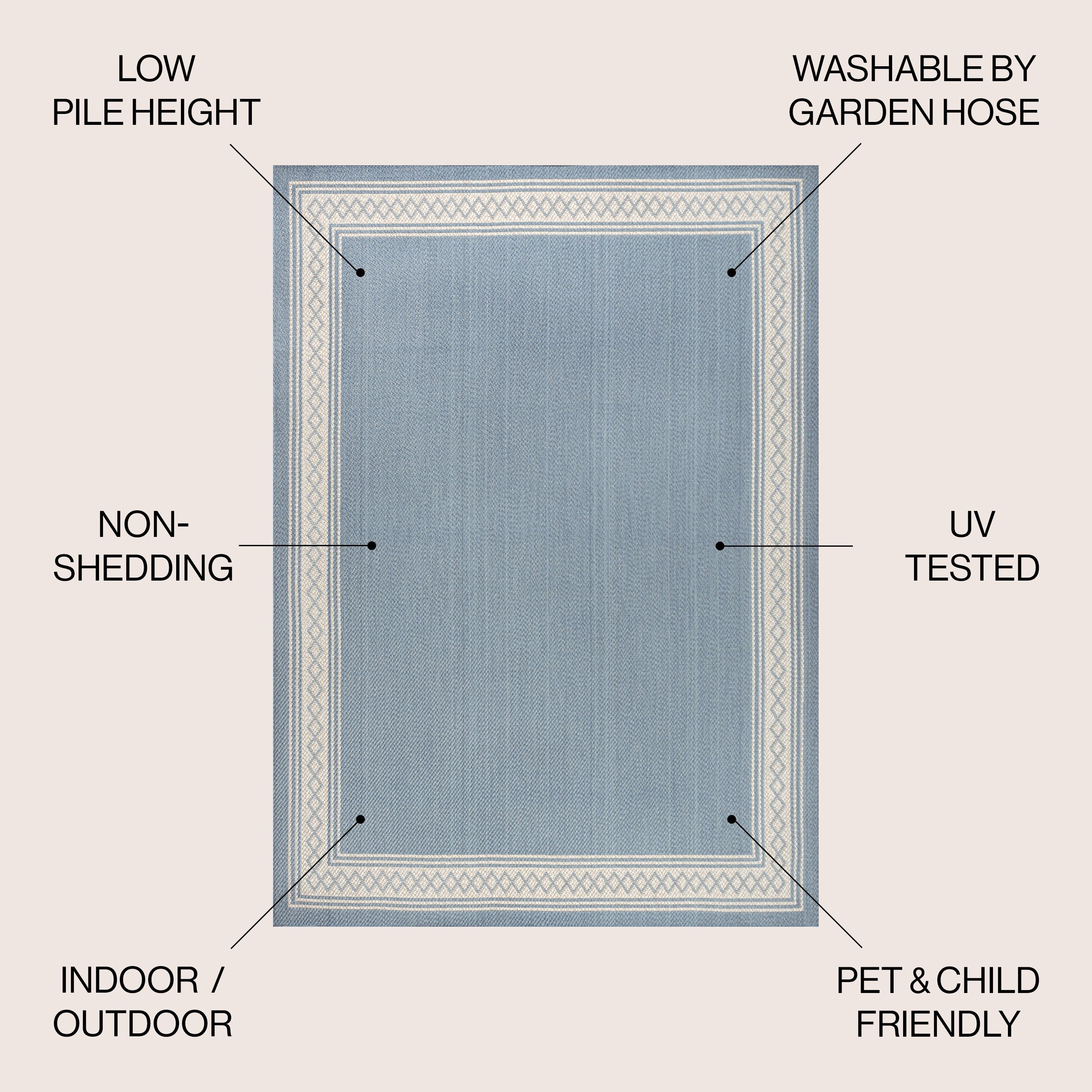 Tapis d'intérieur/extérieur classique à bordure en losanges JONATHAN Y Havana