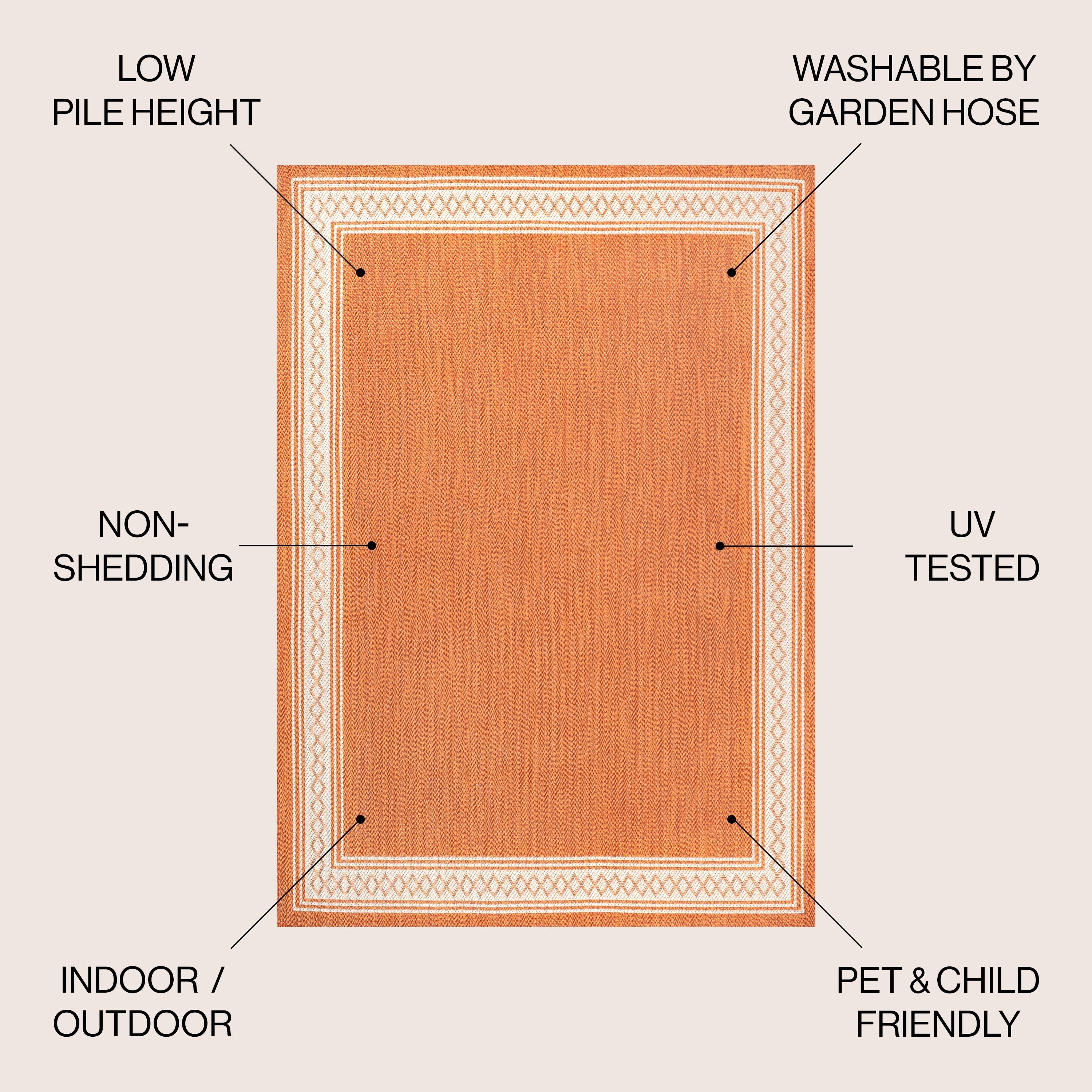 Tapis d'intérieur/extérieur classique à bordure en losanges JONATHAN Y Havana