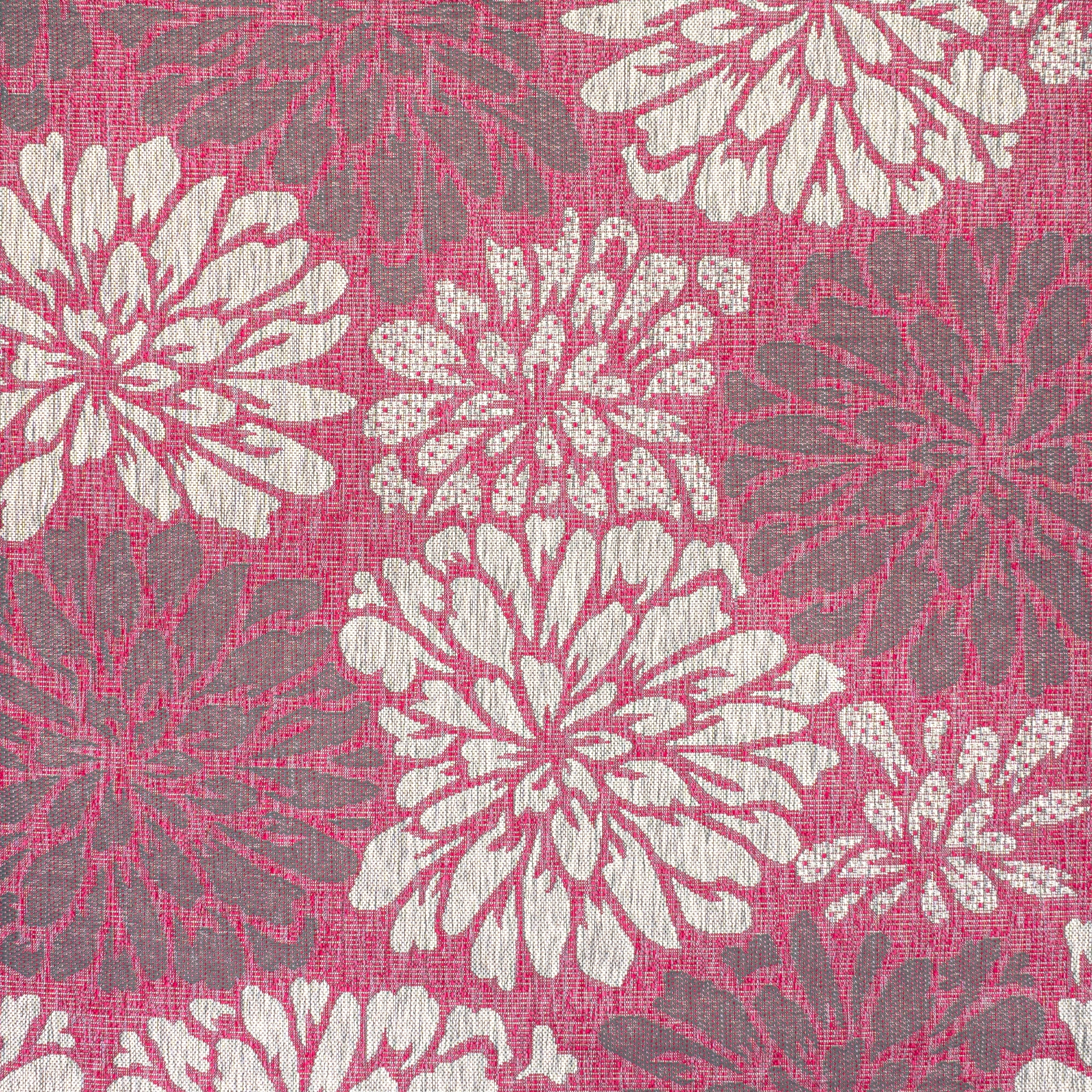 Tapis d'intérieur/extérieur à tissage texturé floral JONATHAN Y