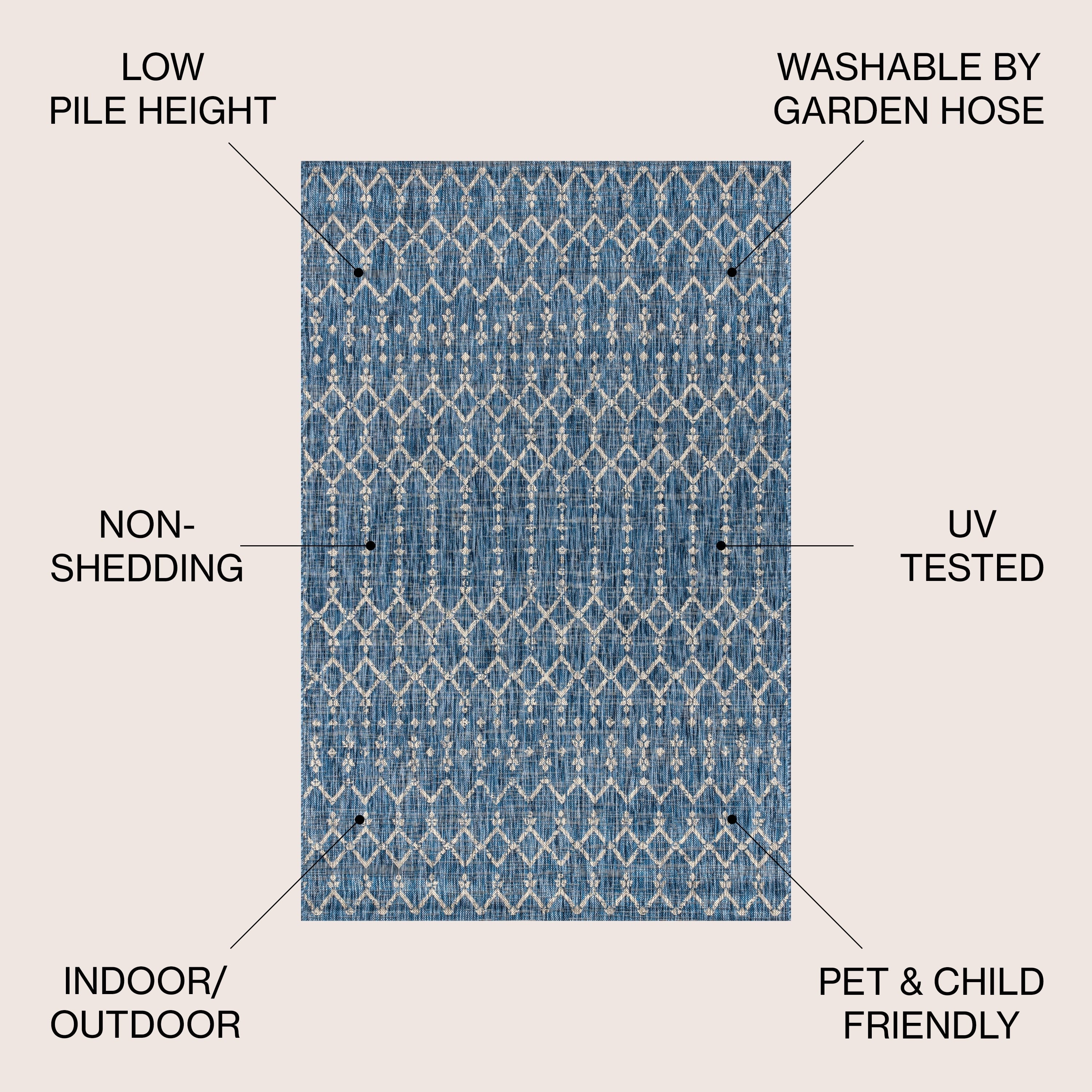 Tapis d'intérieur/extérieur à tissage géométrique marocain JONATHAN Y Trebol