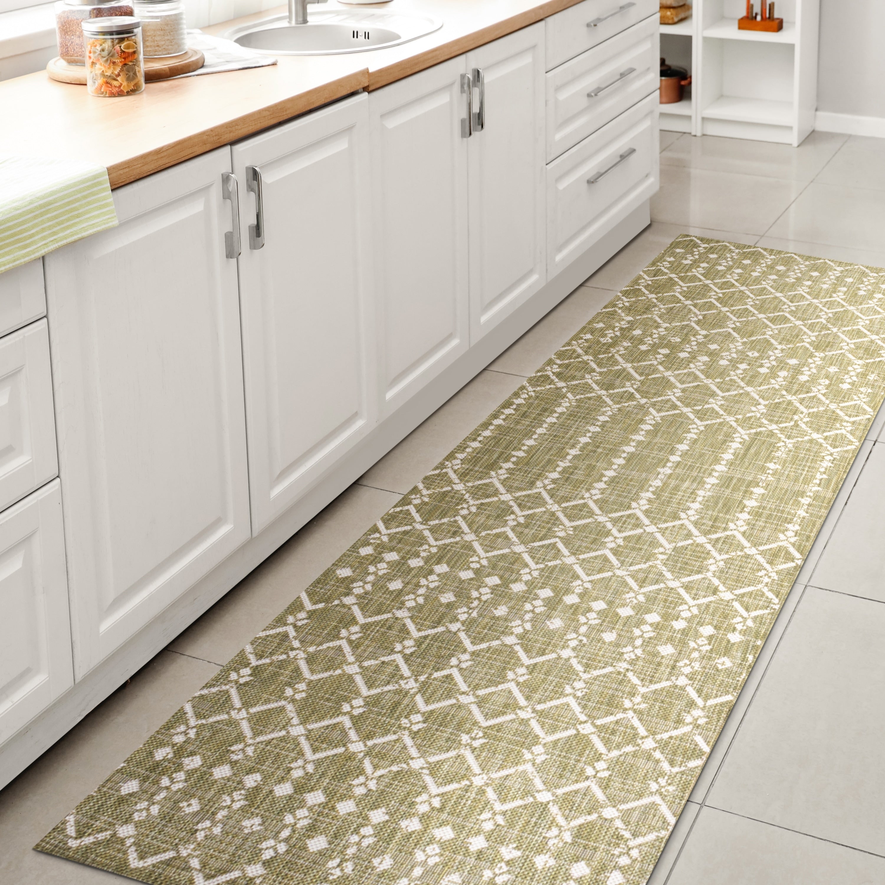 Tapis d'intérieur/extérieur à tissage géométrique marocain JONATHAN Y Trebol