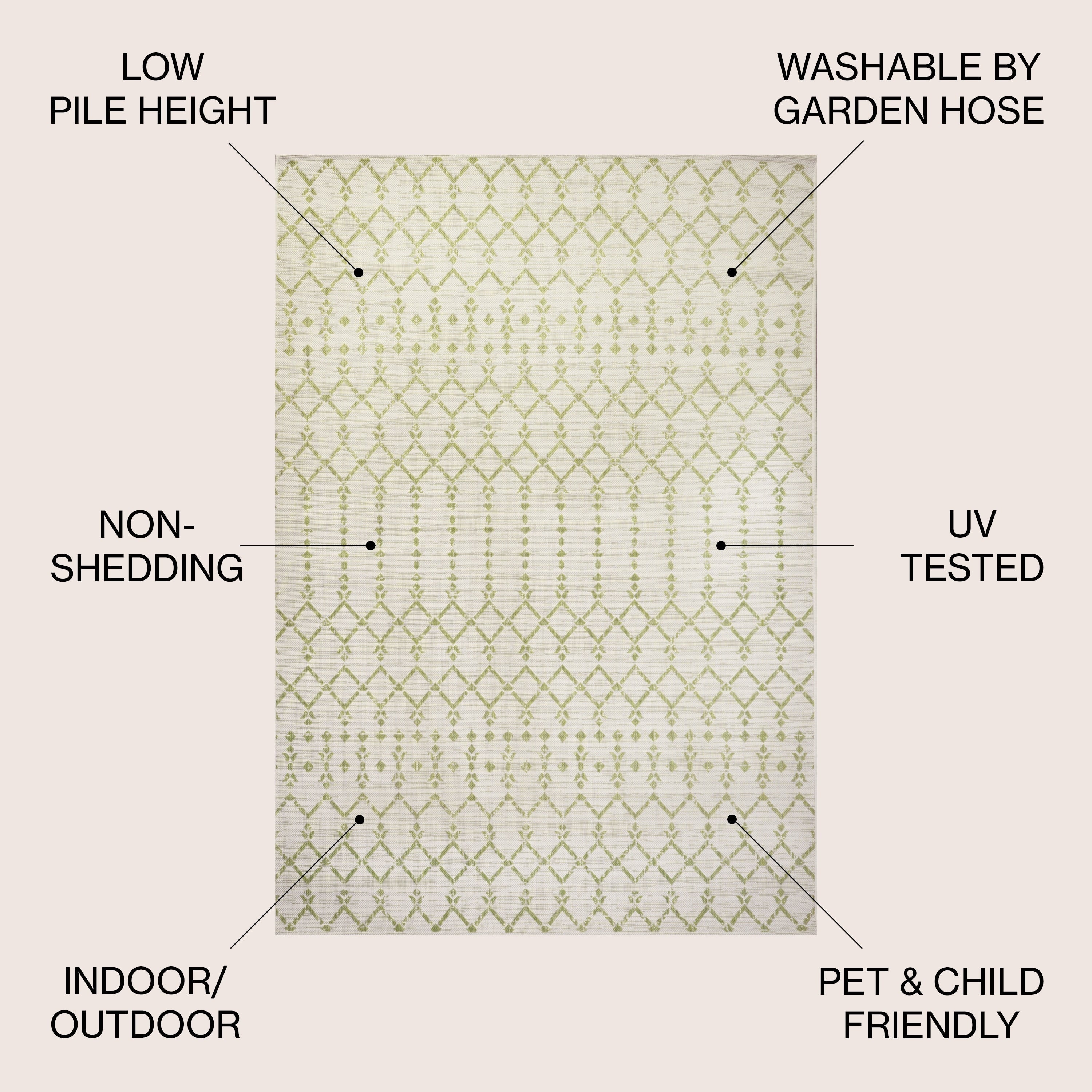 Tapis d'intérieur/extérieur à tissage géométrique marocain JONATHAN Y Trebol