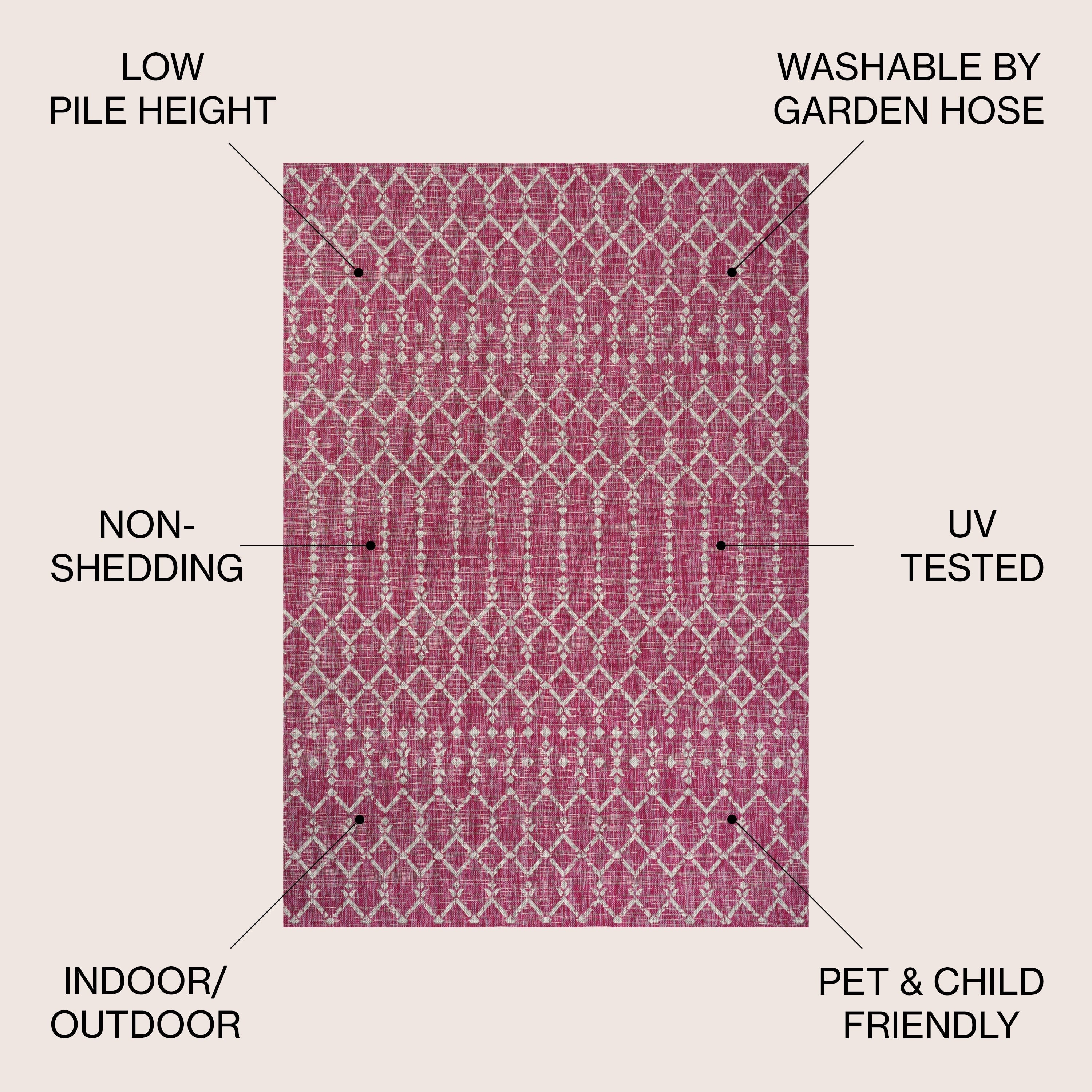 Tapis d'intérieur/extérieur à tissage géométrique marocain JONATHAN Y Trebol