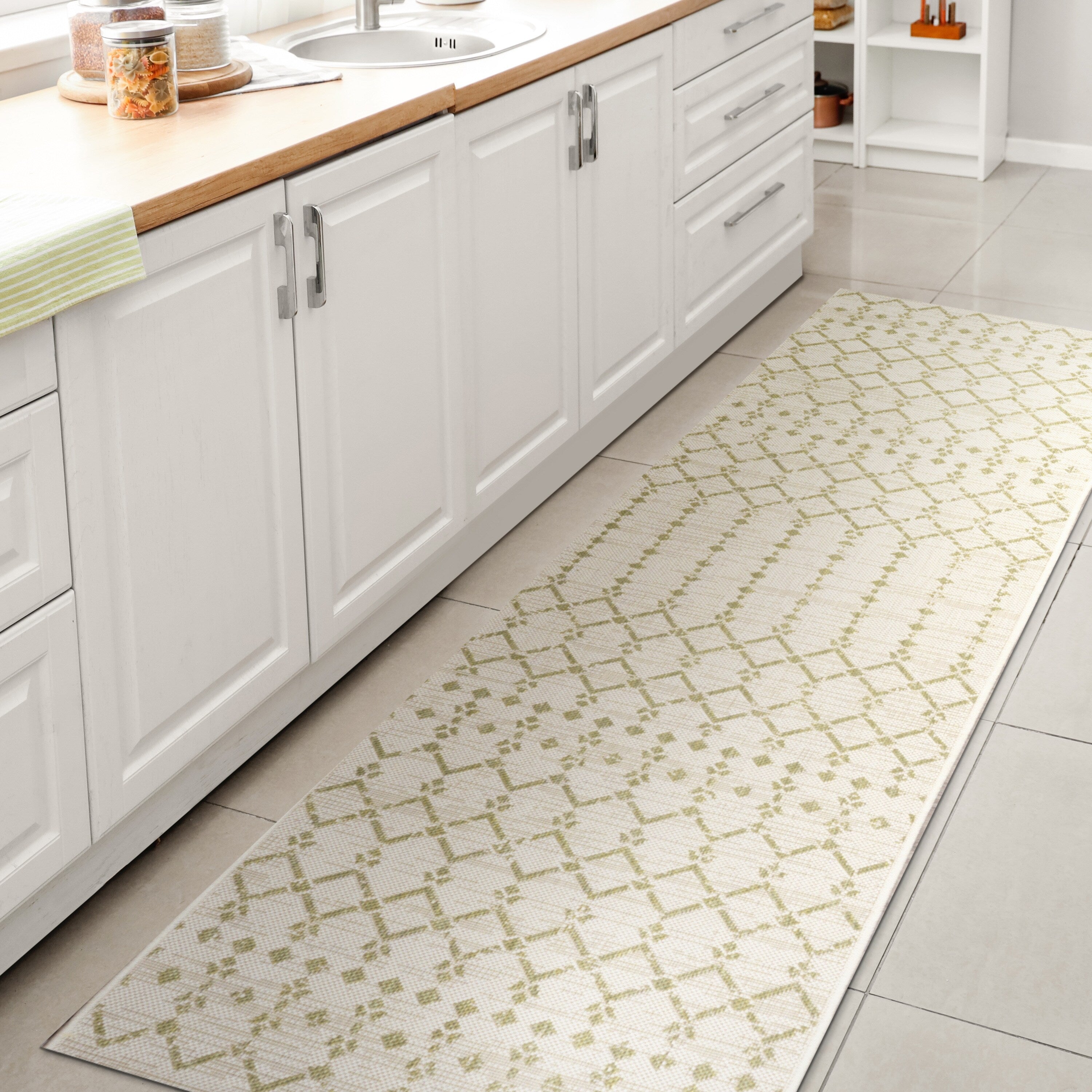 Tapis d'intérieur/extérieur à tissage géométrique marocain JONATHAN Y Trebol