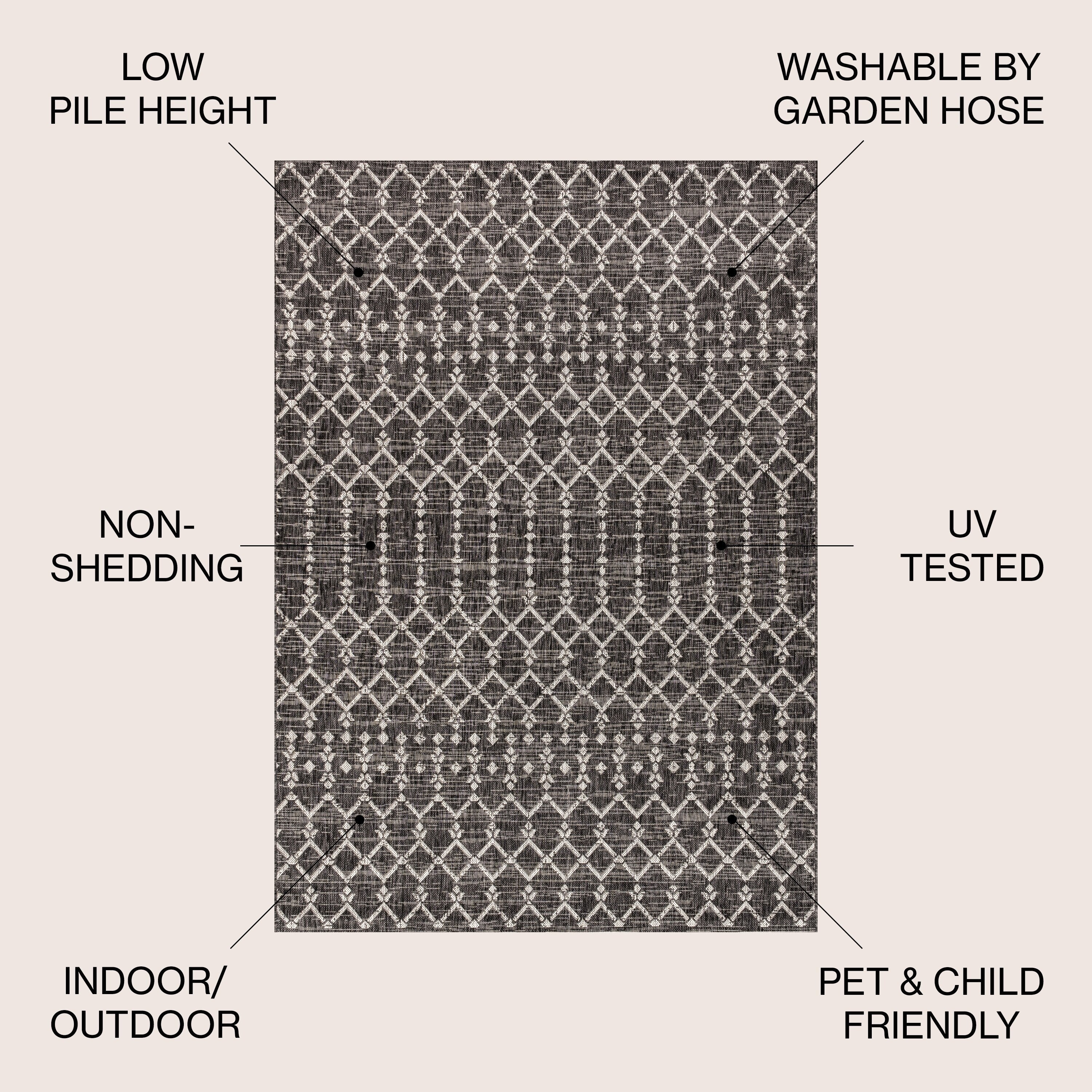 Tapis d'intérieur/extérieur à tissage géométrique marocain JONATHAN Y Trebol