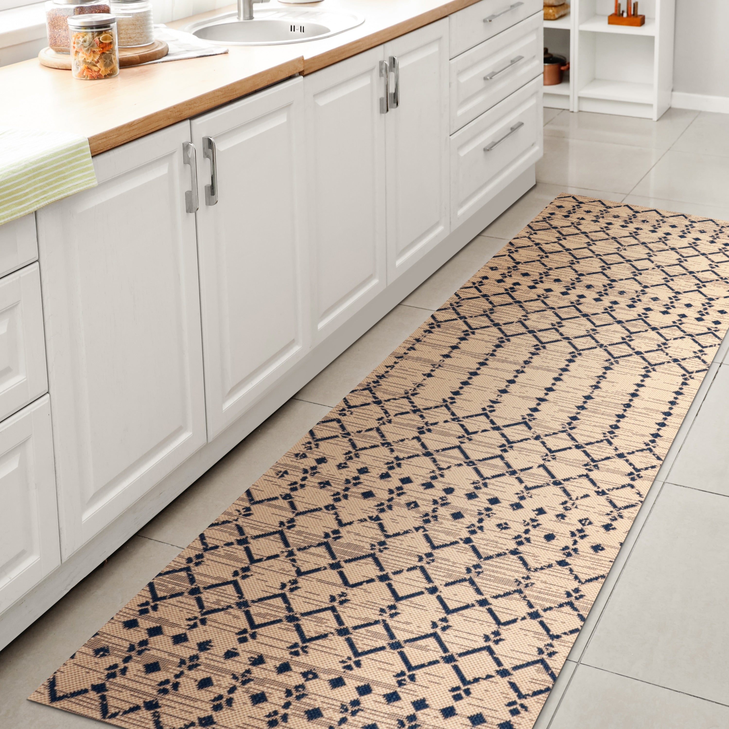 Tapis d'intérieur/extérieur à tissage géométrique marocain JONATHAN Y Trebol